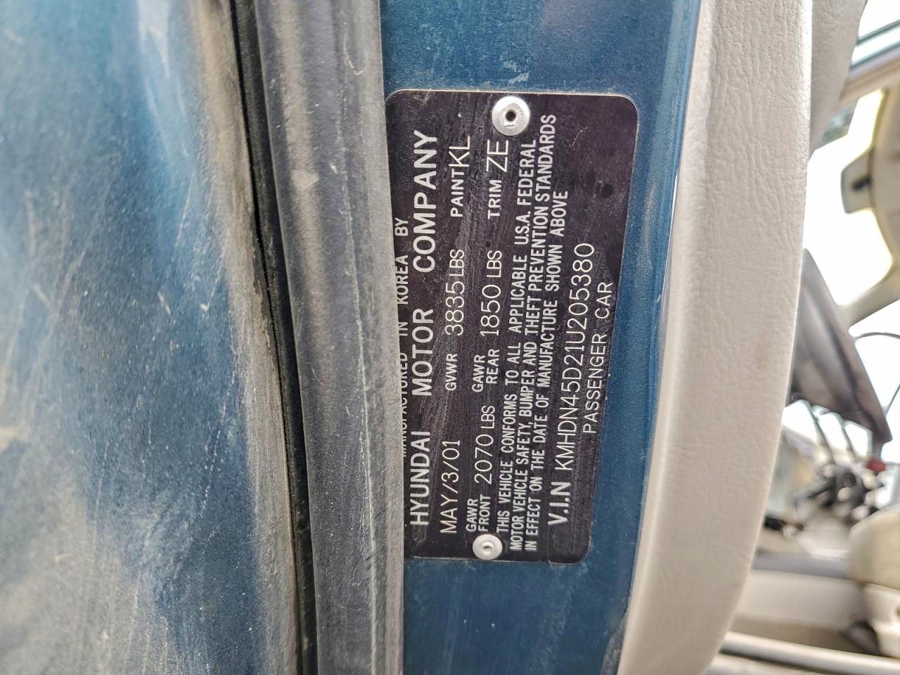 2001 Hyundai Elantra Gls Green vin: KMHDN45D21U205380