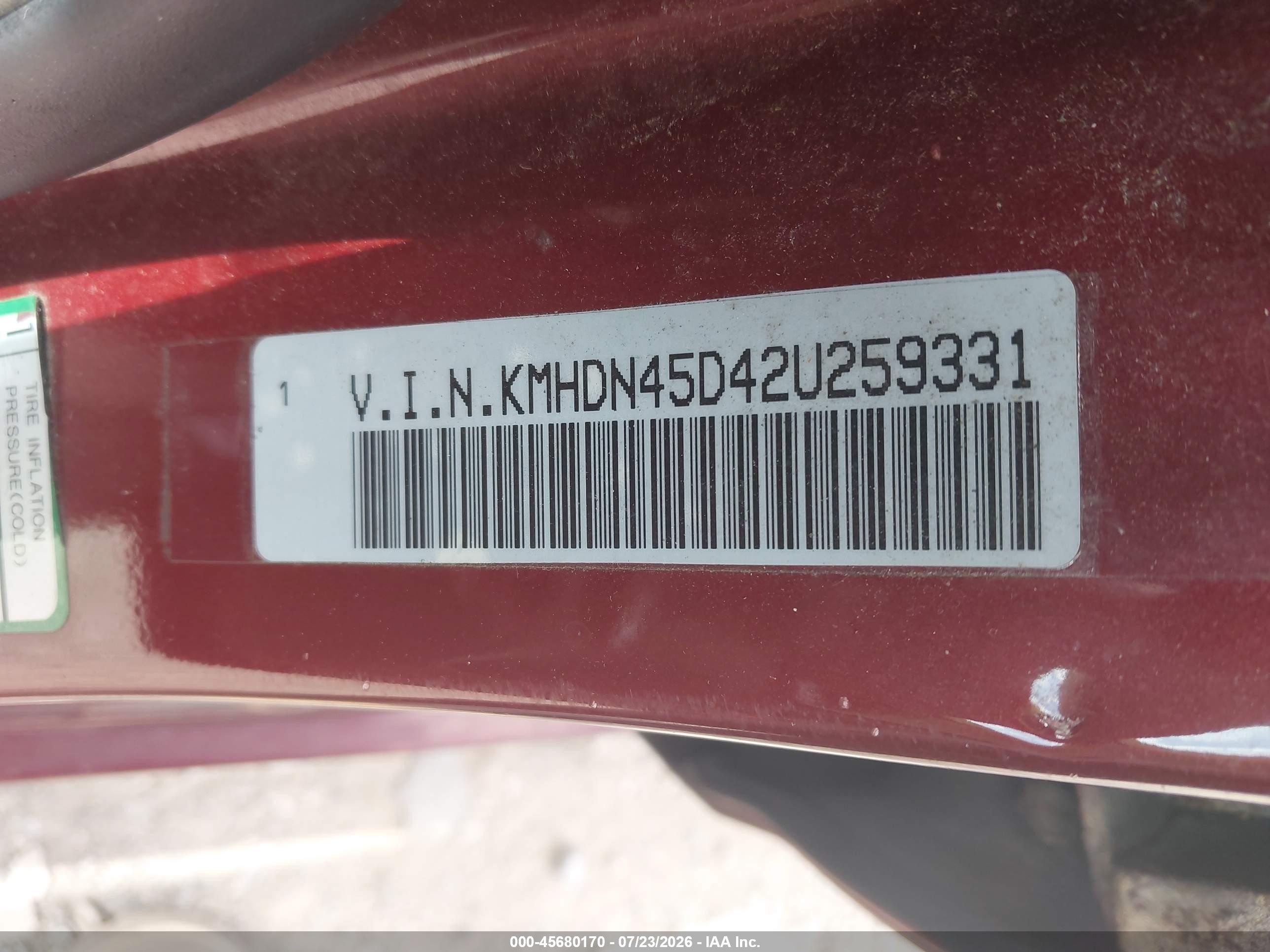 2002 Hyundai Elantra Gls Red vin: KMHDN45D42U259331