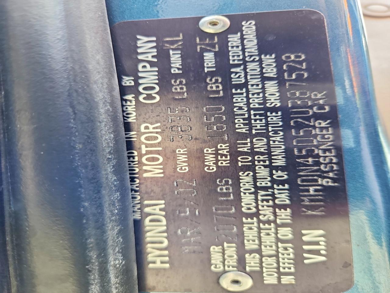 2002 Hyundai Elantra Gls Blue vin: KMHDN45D52U387528