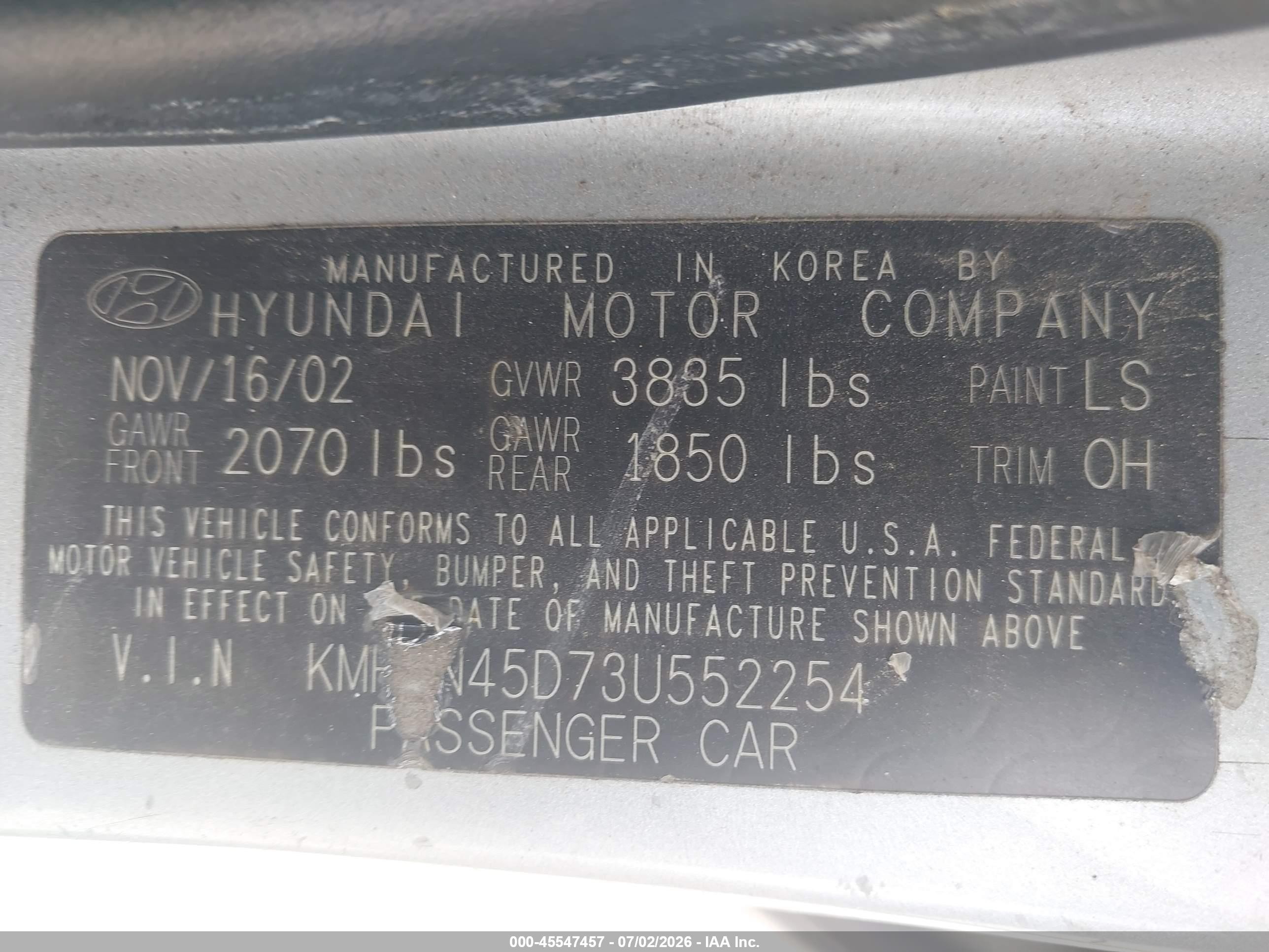 2003 Hyundai Elantra Gls/gt Серебряный vin: KMHDN45D73U552254