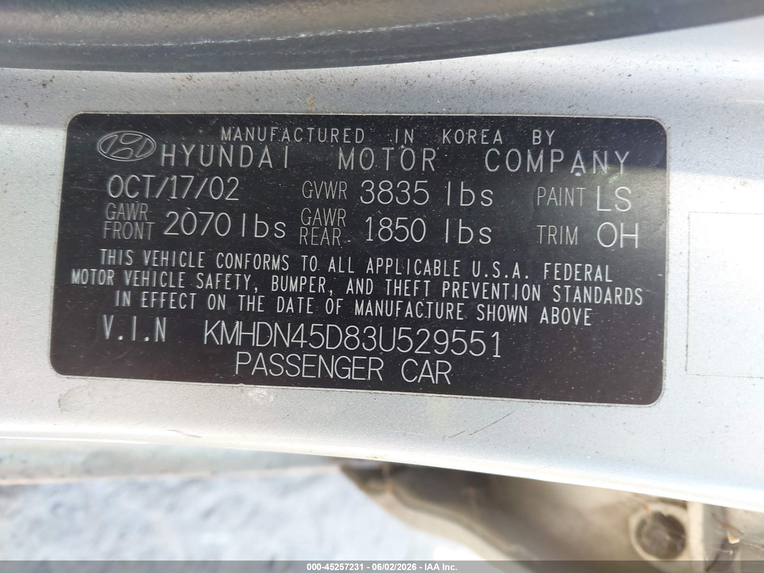 2003 Hyundai Elantra Gls/gt Серебряный vin: KMHDN45D83U529551