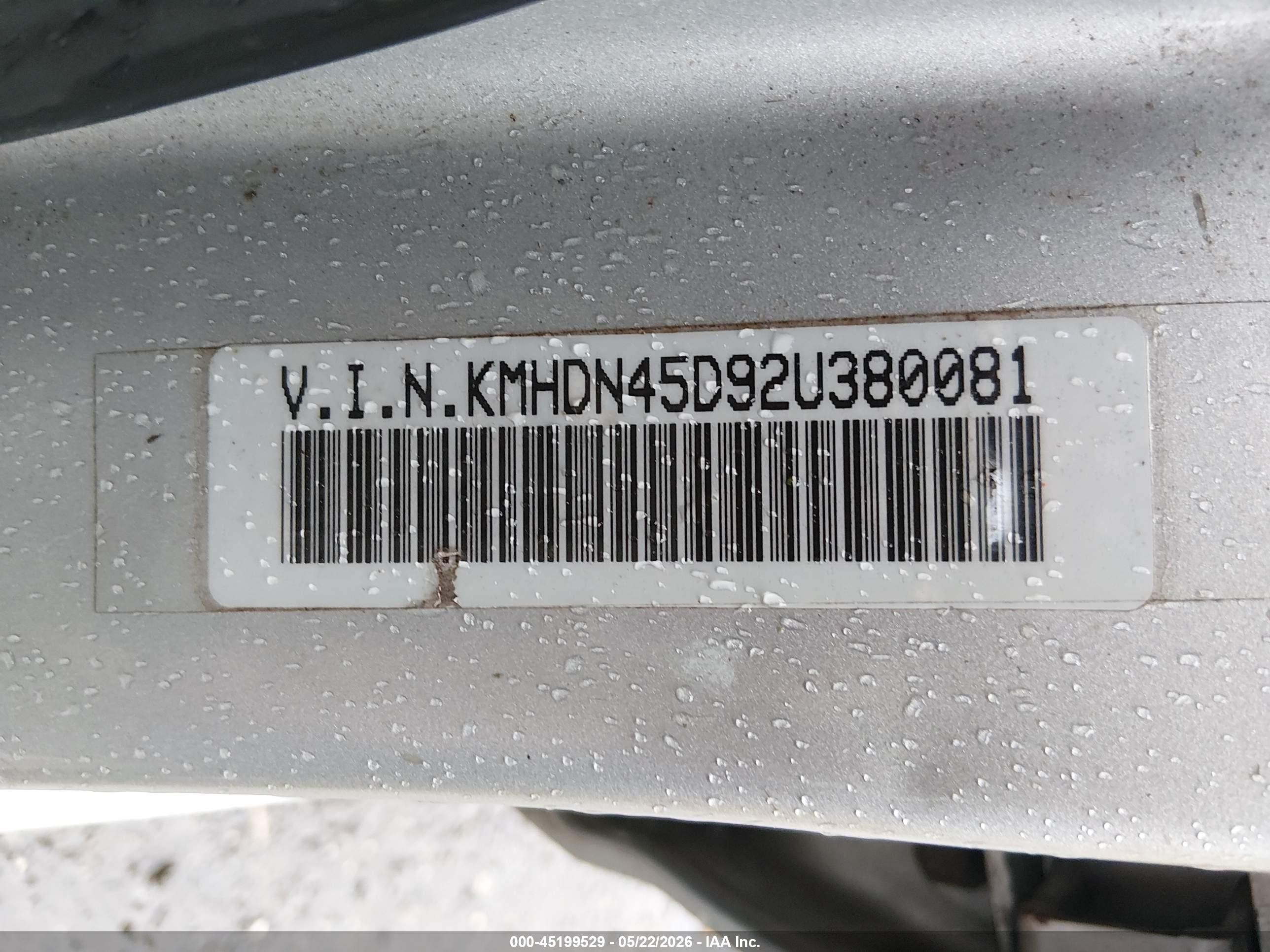 2002 Hyundai Elantra Gls Silver vin: KMHDN45D92U380081