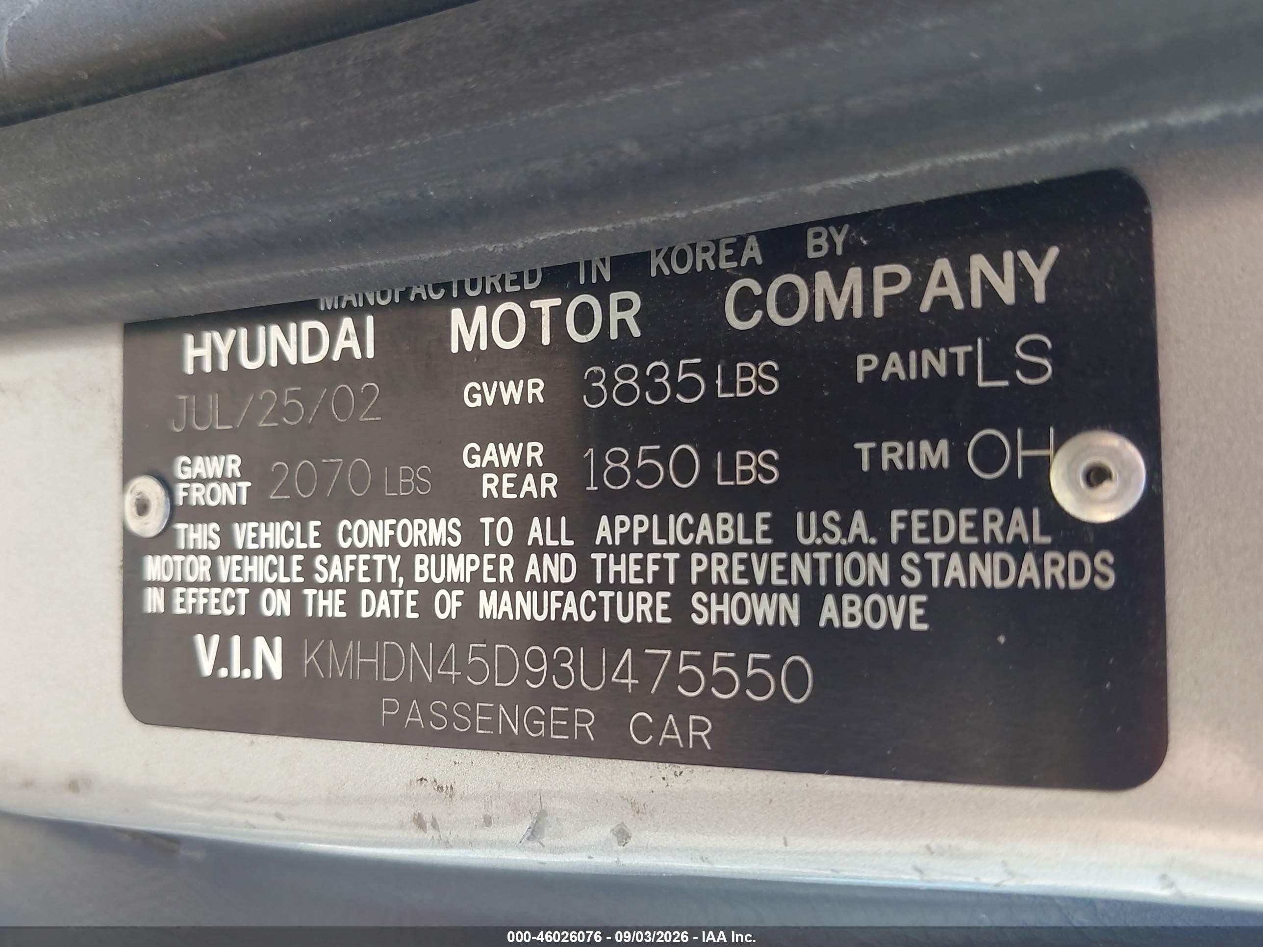 2003 Hyundai Elantra Gls/gt Silver vin: KMHDN45D93U475550