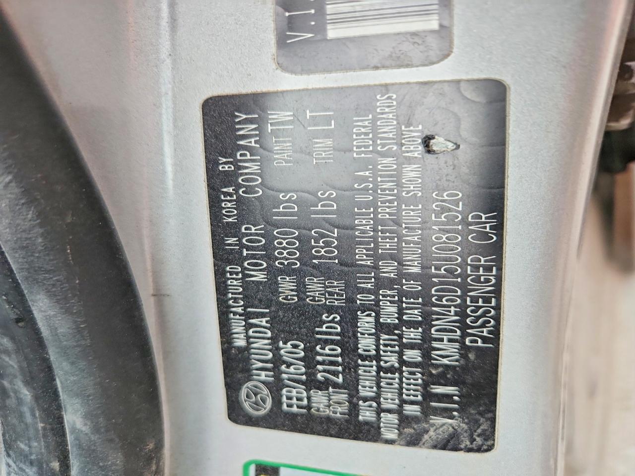 2005 Hyundai Elantra Gls Silver vin: KMHDN46D15U081526