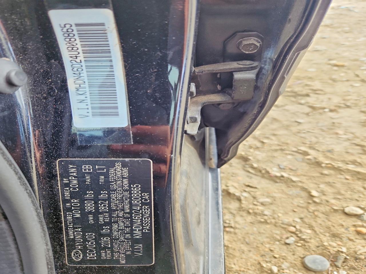2004 Hyundai Elantra Gls Black vin: KMHDN46D24U808865