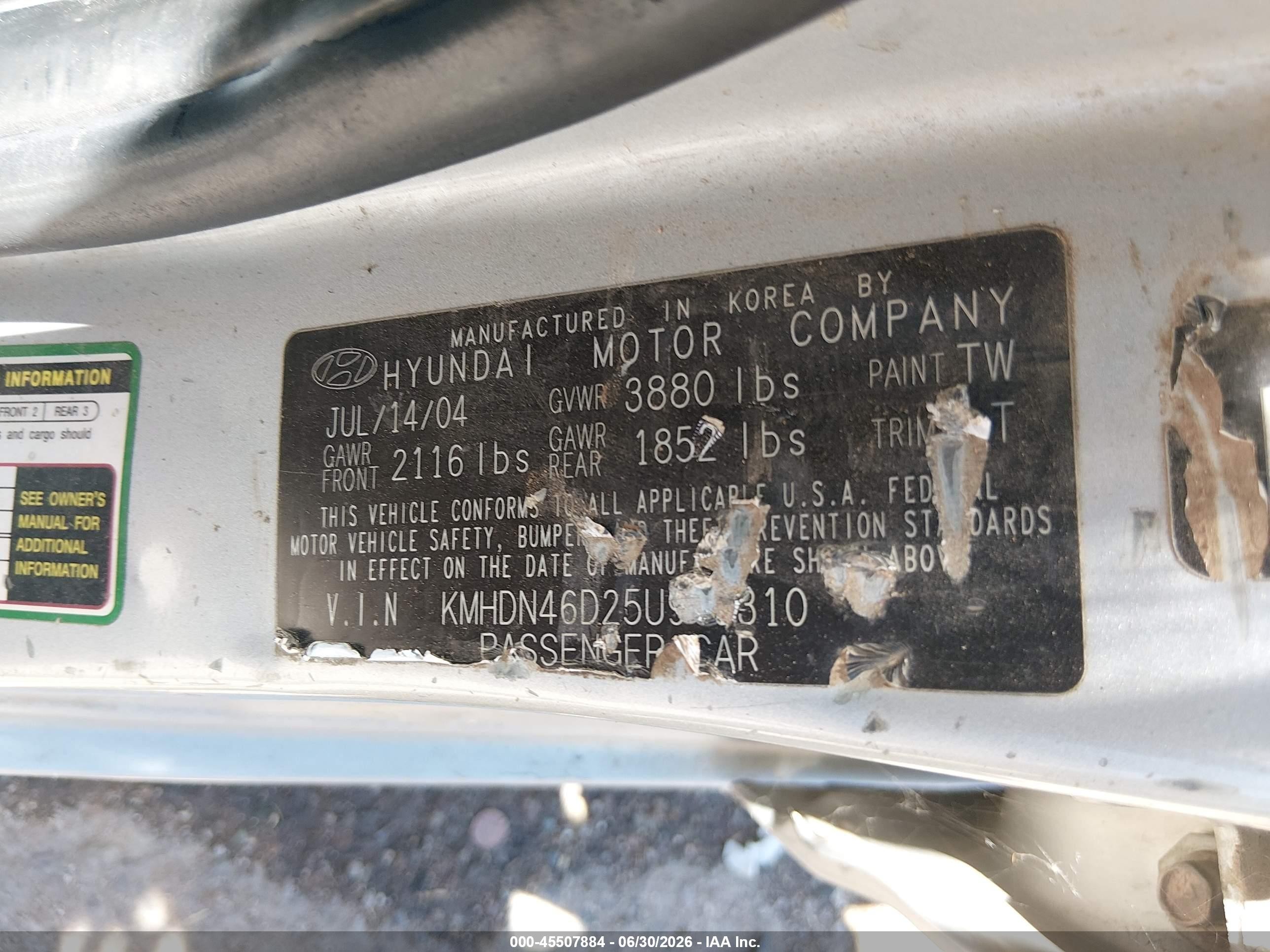 2005 Hyundai Elantra Gls/gt Silver vin: KMHDN46D25U949310