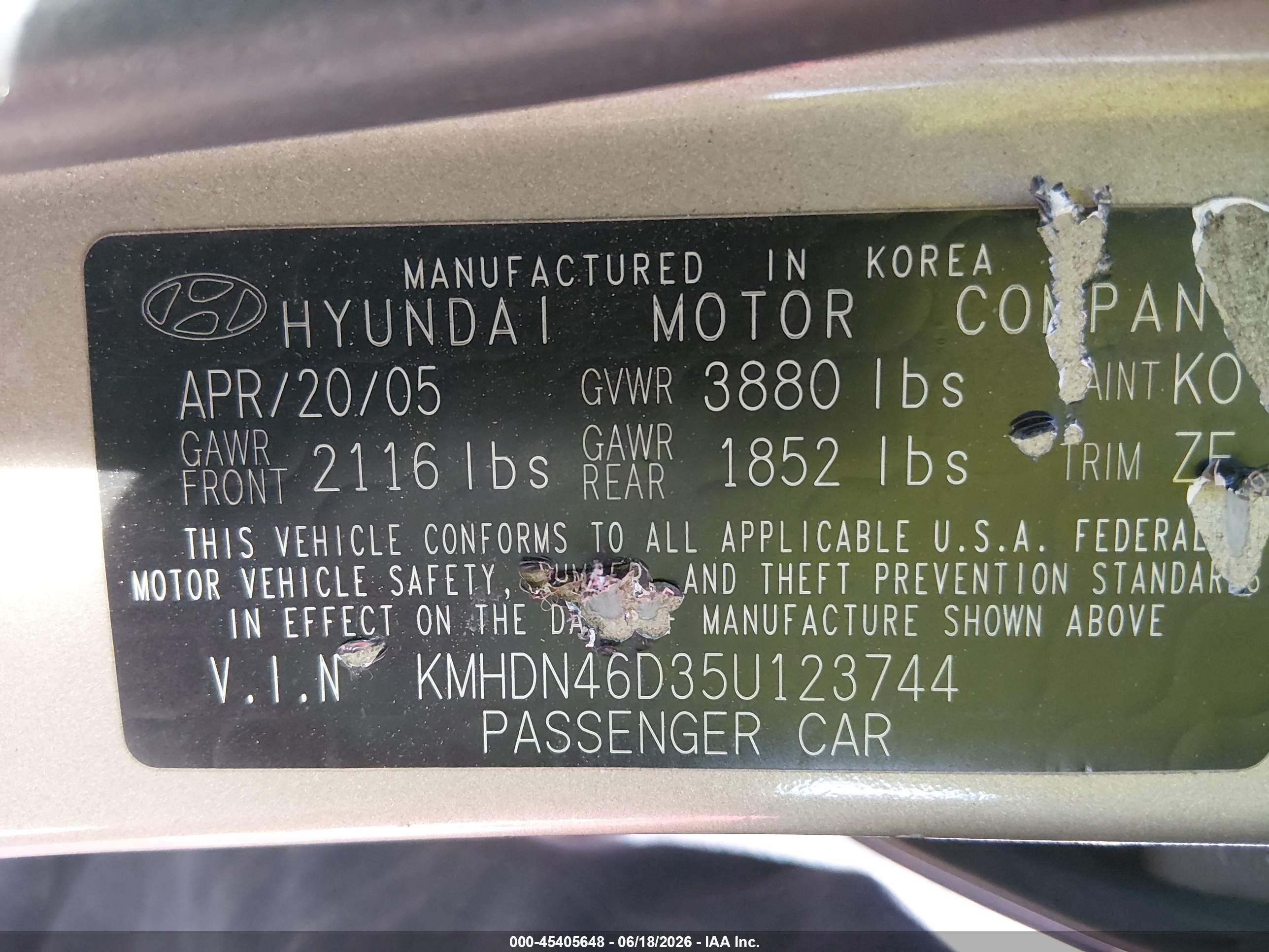 2005 Hyundai Elantra Gls/gt Brown vin: KMHDN46D35U123744