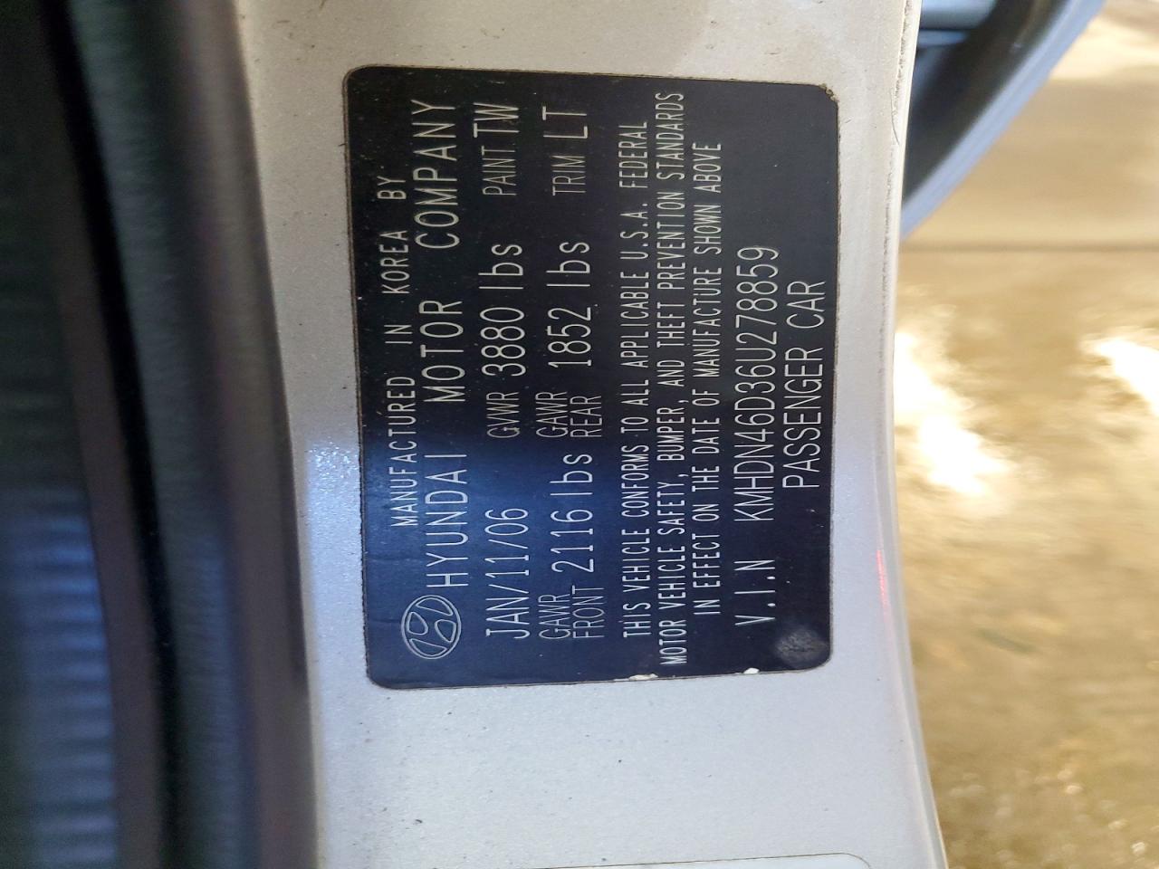 2006 Hyundai Elantra Gls Silver vin: KMHDN46D36U278859