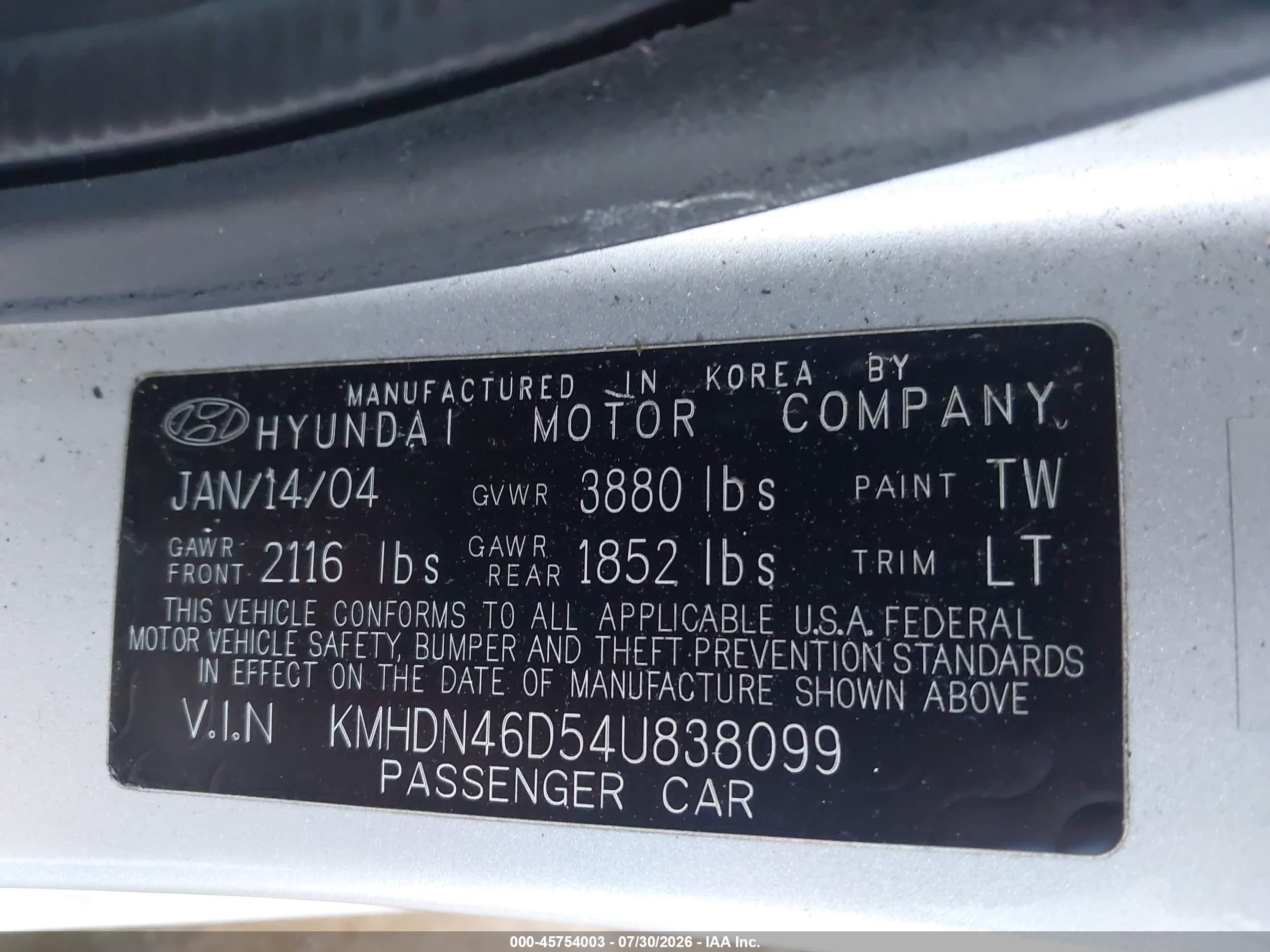 2004 Hyundai Elantra Gls/gt Silver vin: KMHDN46D54U838099