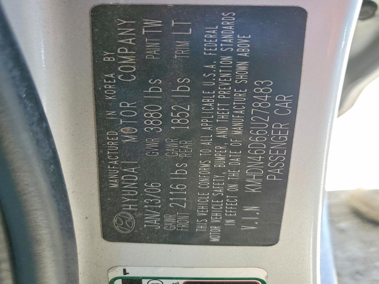 2006 Hyundai Elantra Gls Silver vin: KMHDN46D66U278483