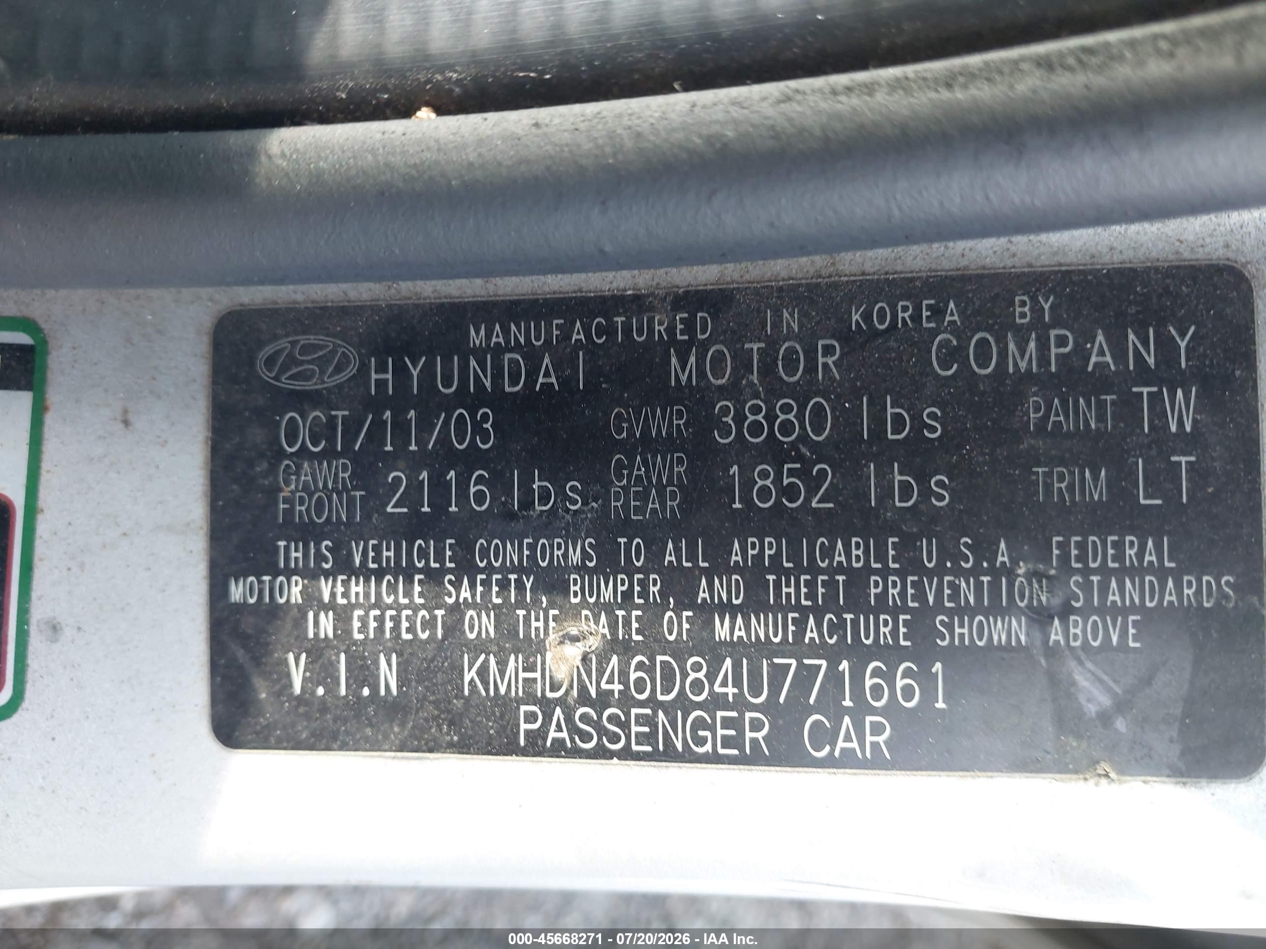 2004 Hyundai Elantra Gls/gt Silver vin: KMHDN46D84U771661