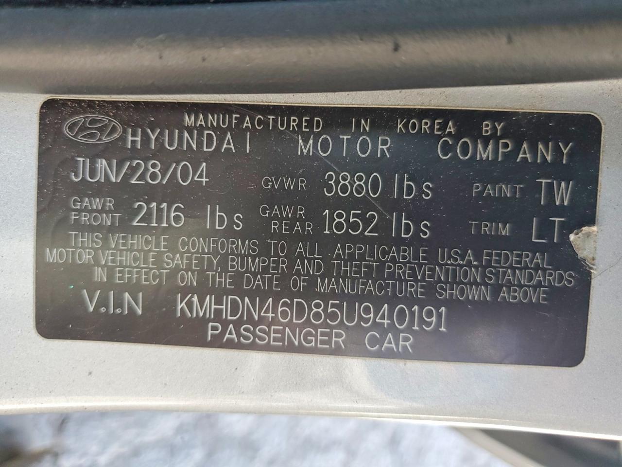 2005 Hyundai Elantra Gls Silver vin: KMHDN46D85U940191