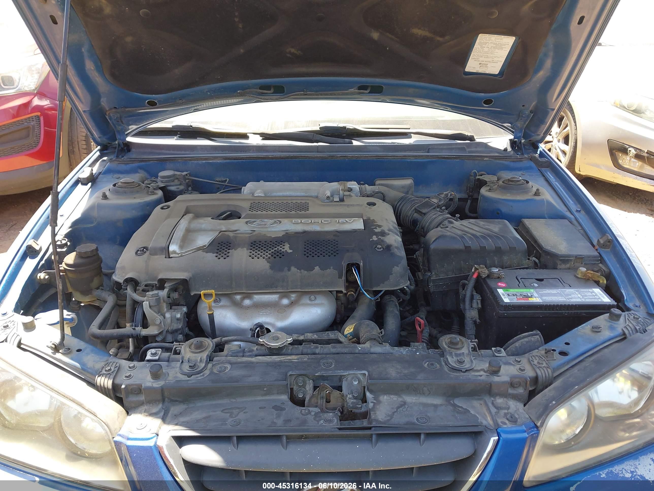 2006 Hyundai Elantra Gls/limited Blue vin: KMHDN46D86U233111