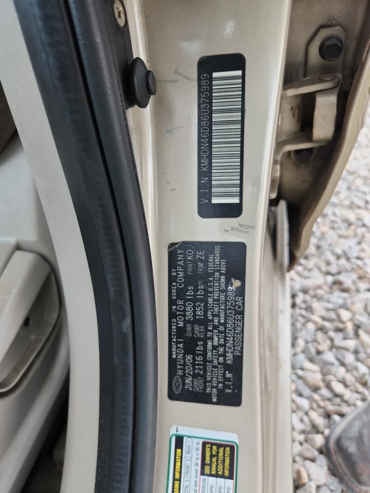 2006 Hyundai Elantra Gls Tan vin: KMHDN46D86U375989