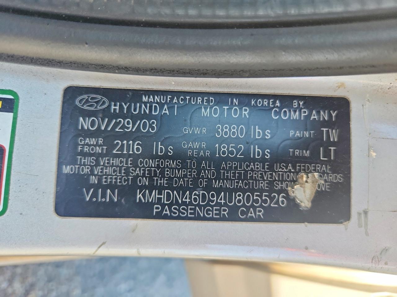 2004 Hyundai Elantra Gls Silver vin: KMHDN46D94U805526