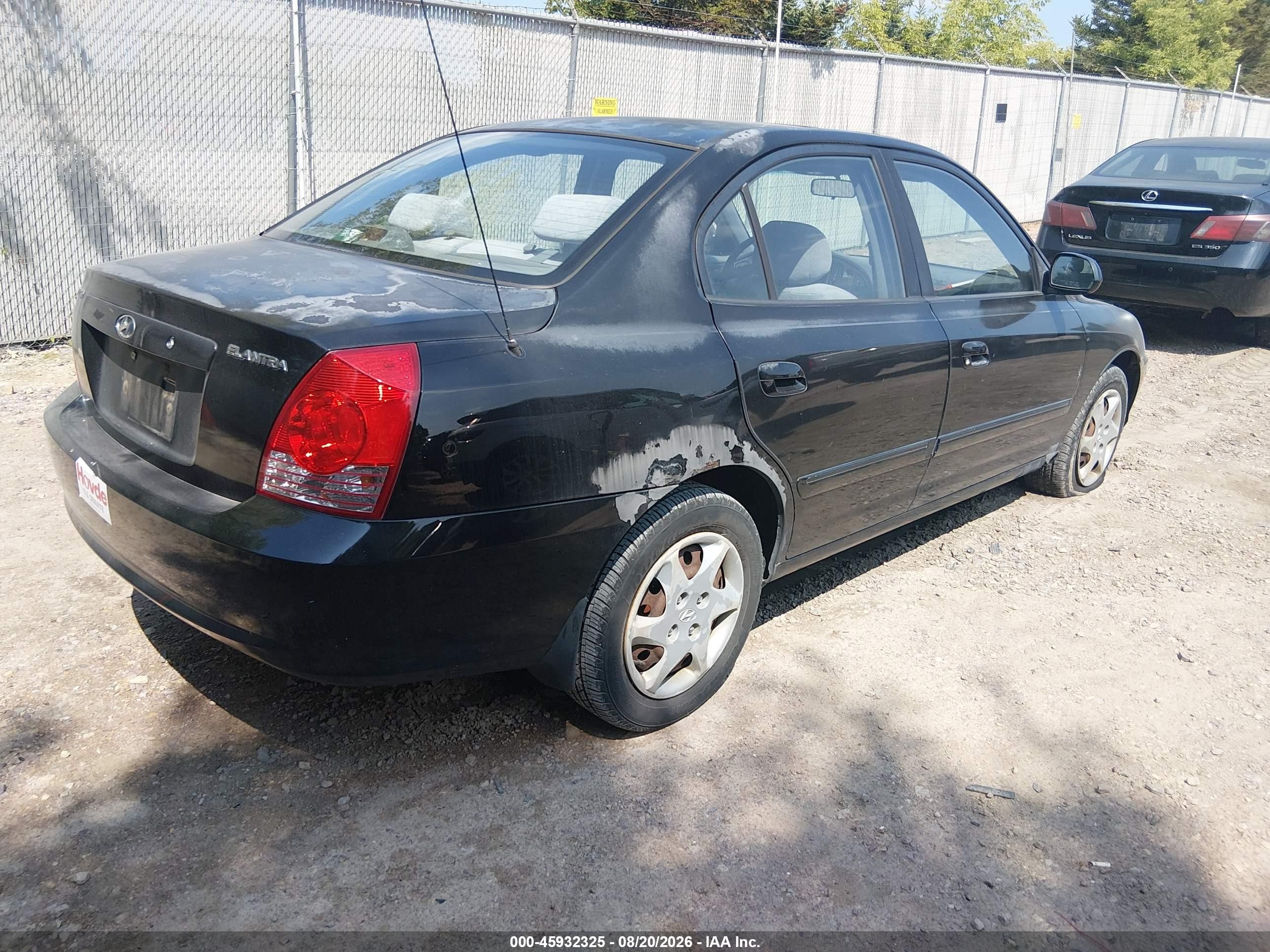 2005 Hyundai Elantra Gls/gt Black vin: KMHDN46DX5U974245