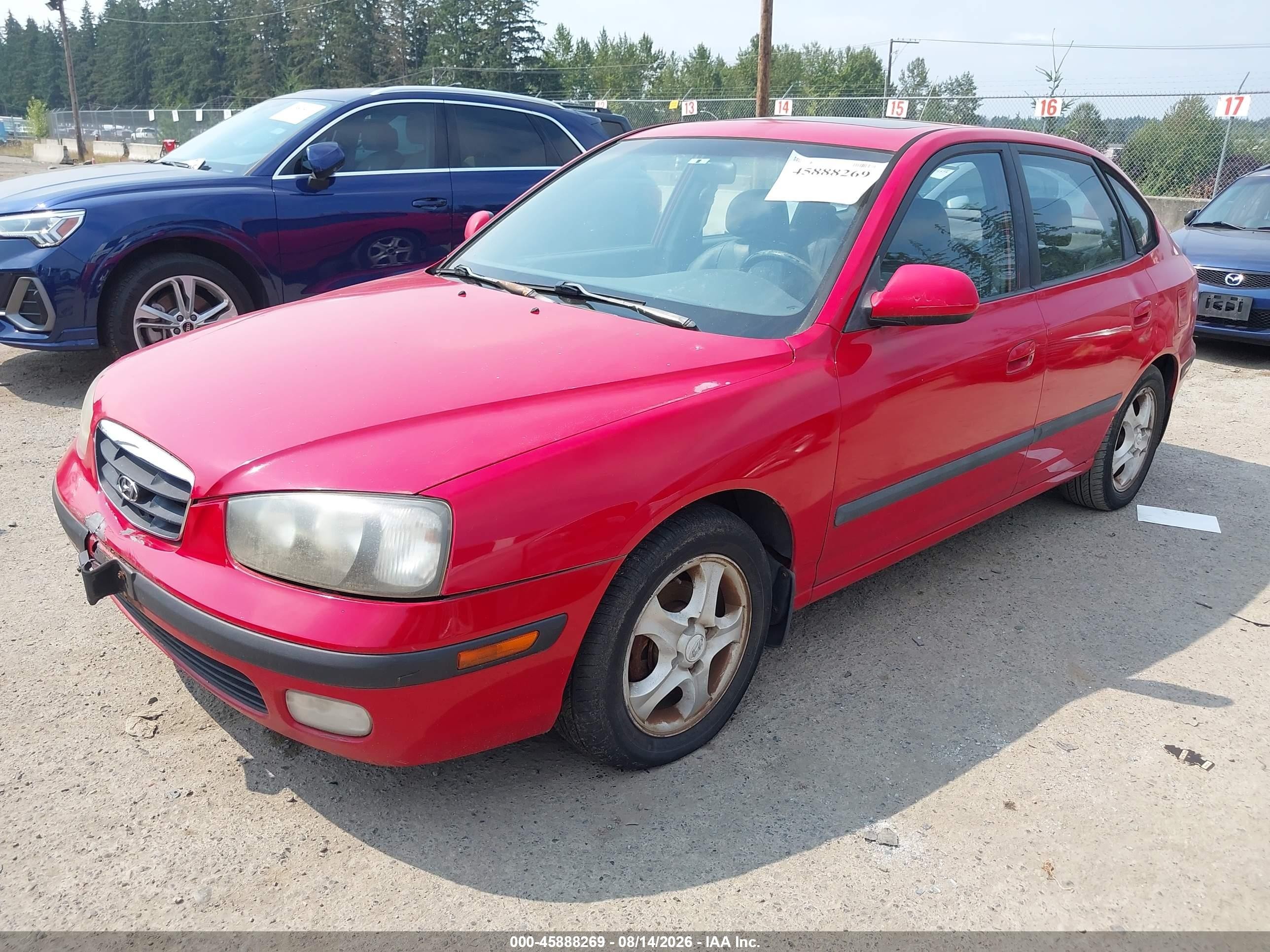 2002 Hyundai Elantra Gt Red vin: KMHDN55D52U070287