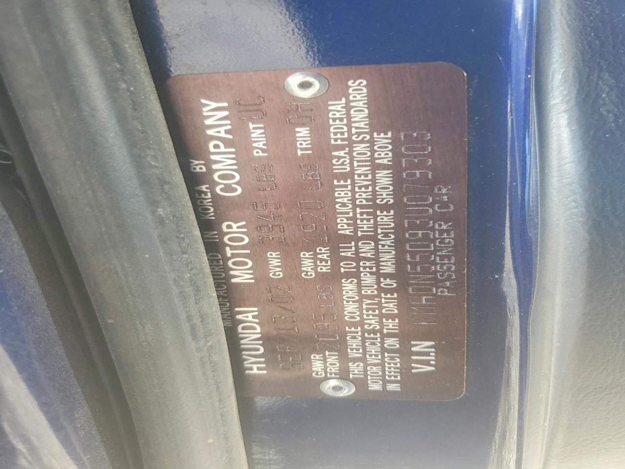 2003 Hyundai Elantra Gt Blue vin: KMHDN55D93U079303