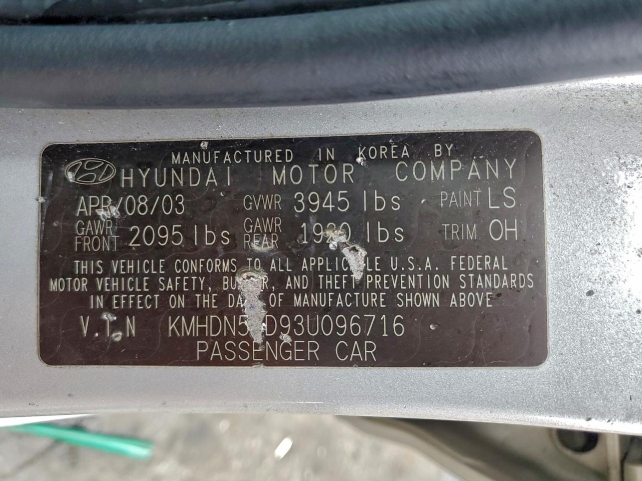 2003 Hyundai Elantra Gls Silver vin: KMHDN55D93U096716