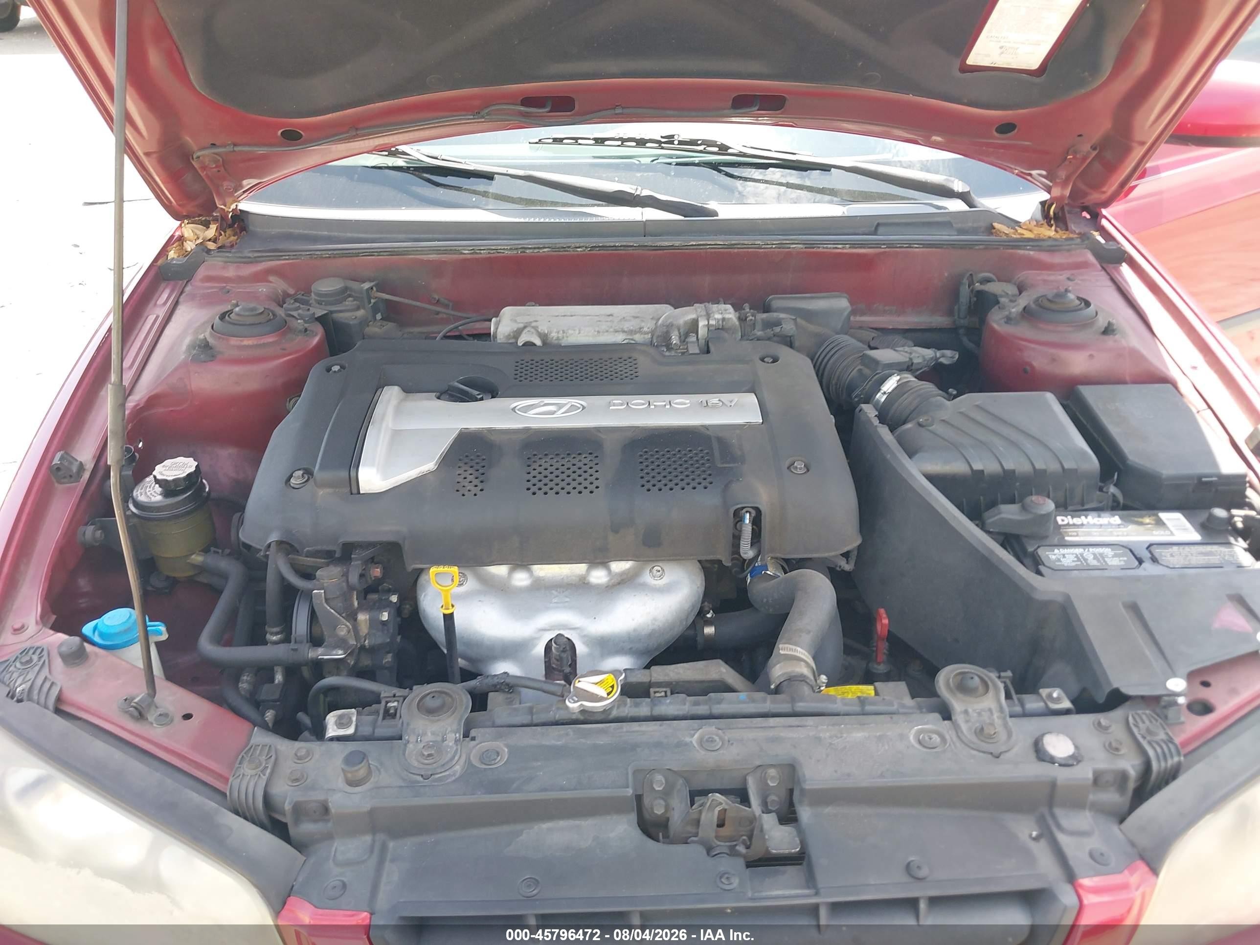 2005 Hyundai Elantra Gls/gt Maroon vin: KMHDN56D55U176578