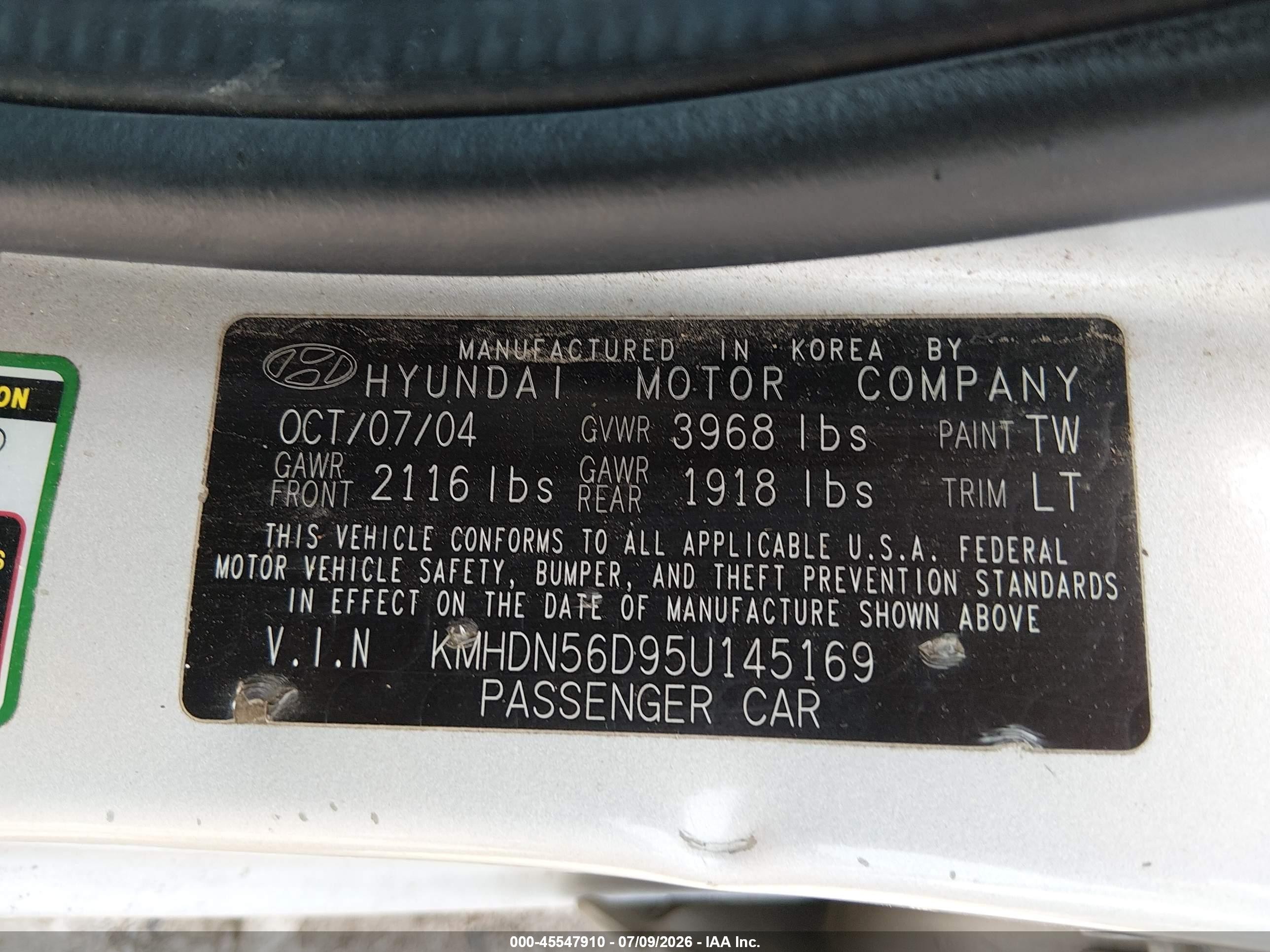 2005 Hyundai Elantra Gls/gt Серебряный vin: KMHDN56D95U145169
