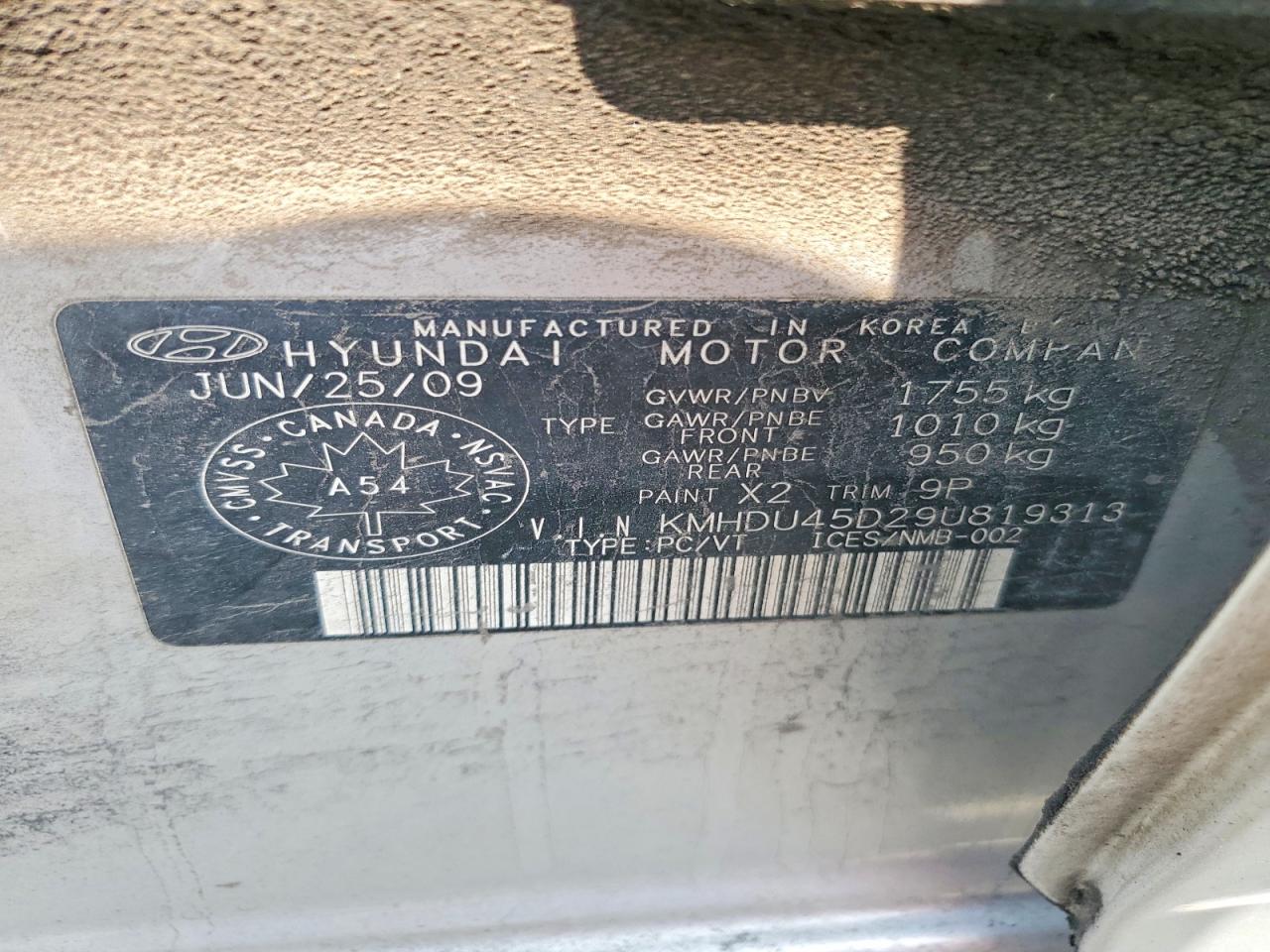 2009 Hyundai Elantra Gls Silver vin: KMHDU45D29U819313