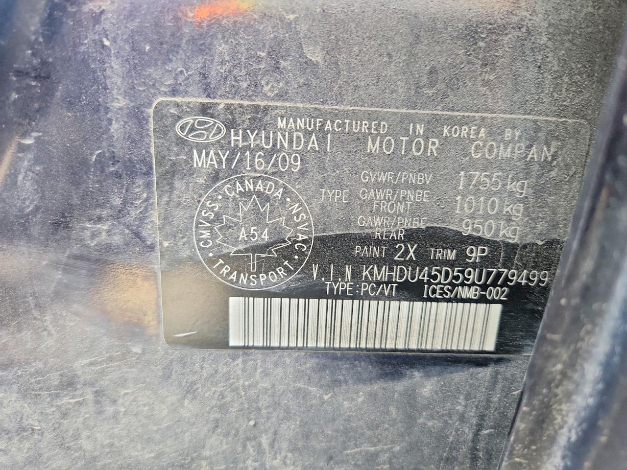 2009 Hyundai Elantra Gls Синий vin: KMHDU45D59U779499