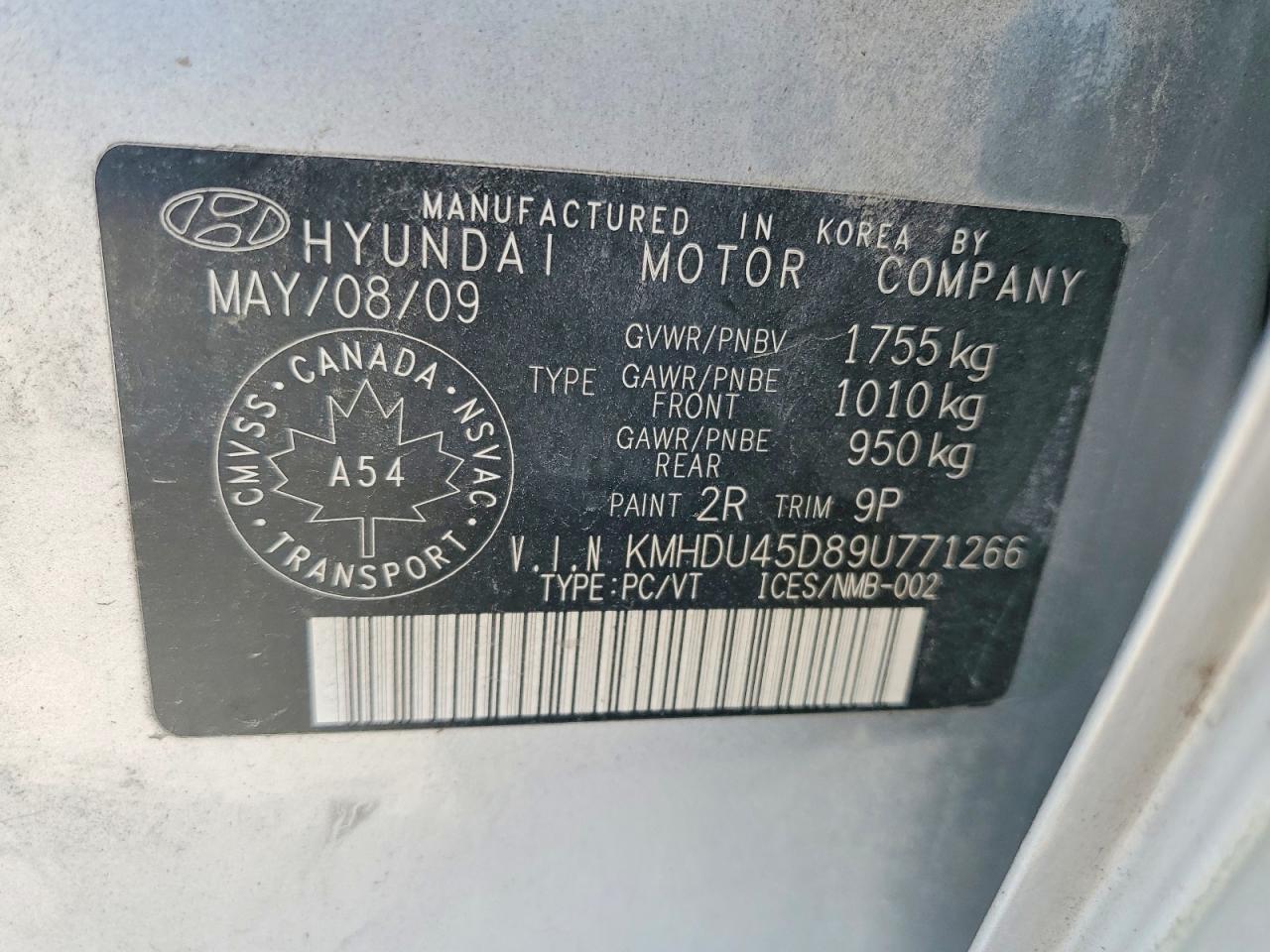 2009 Hyundai Elantra Gls Серебряный vin: KMHDU45D89U771266