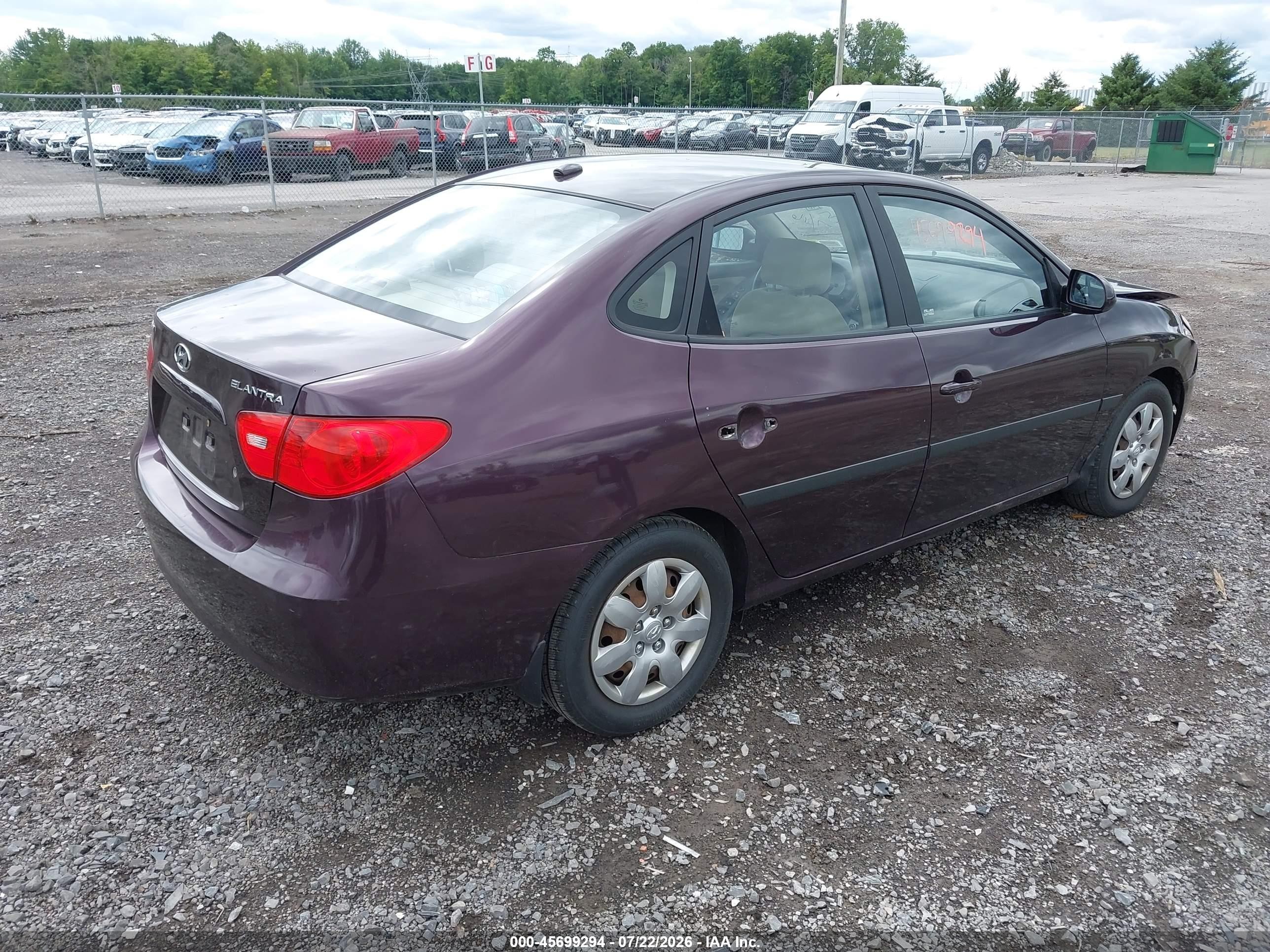 2007 Hyundai Elantra Gls/ltd/se Фиолетовый vin: KMHDU46D07U128101