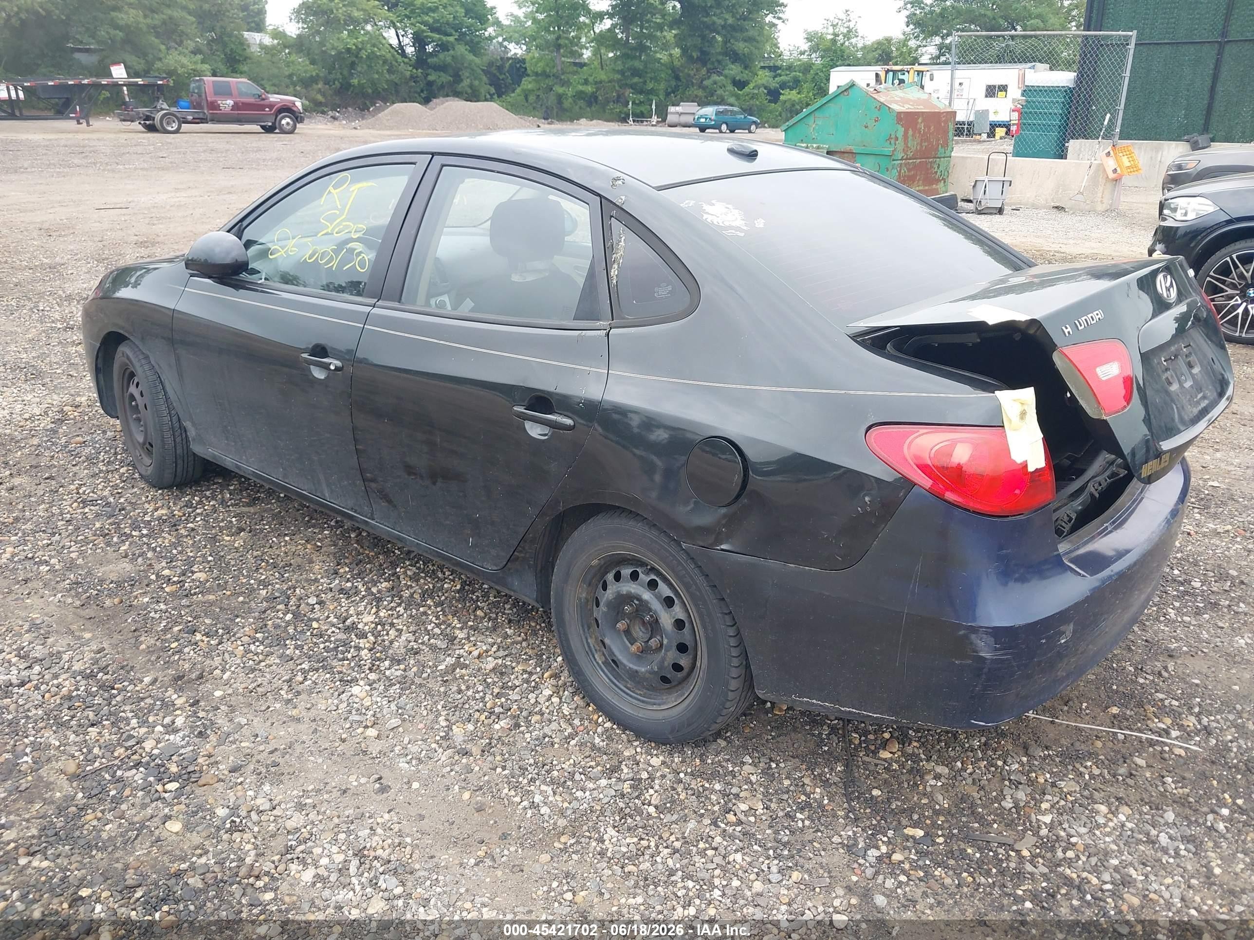 2008 Hyundai Elantra Gls/se Black vin: KMHDU46D08U559586
