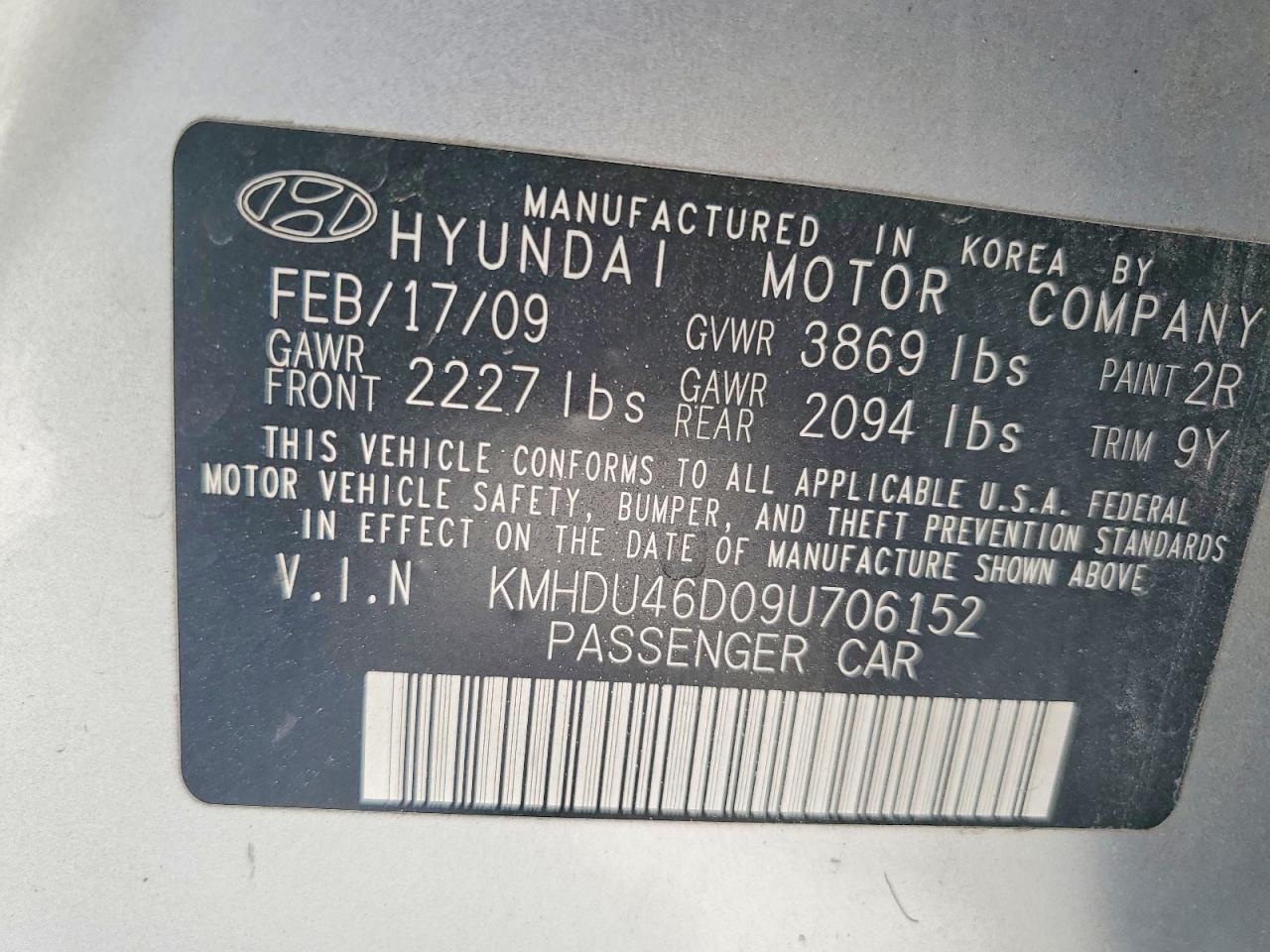 2009 Hyundai Elantra Gls Серебряный vin: KMHDU46D09U706152