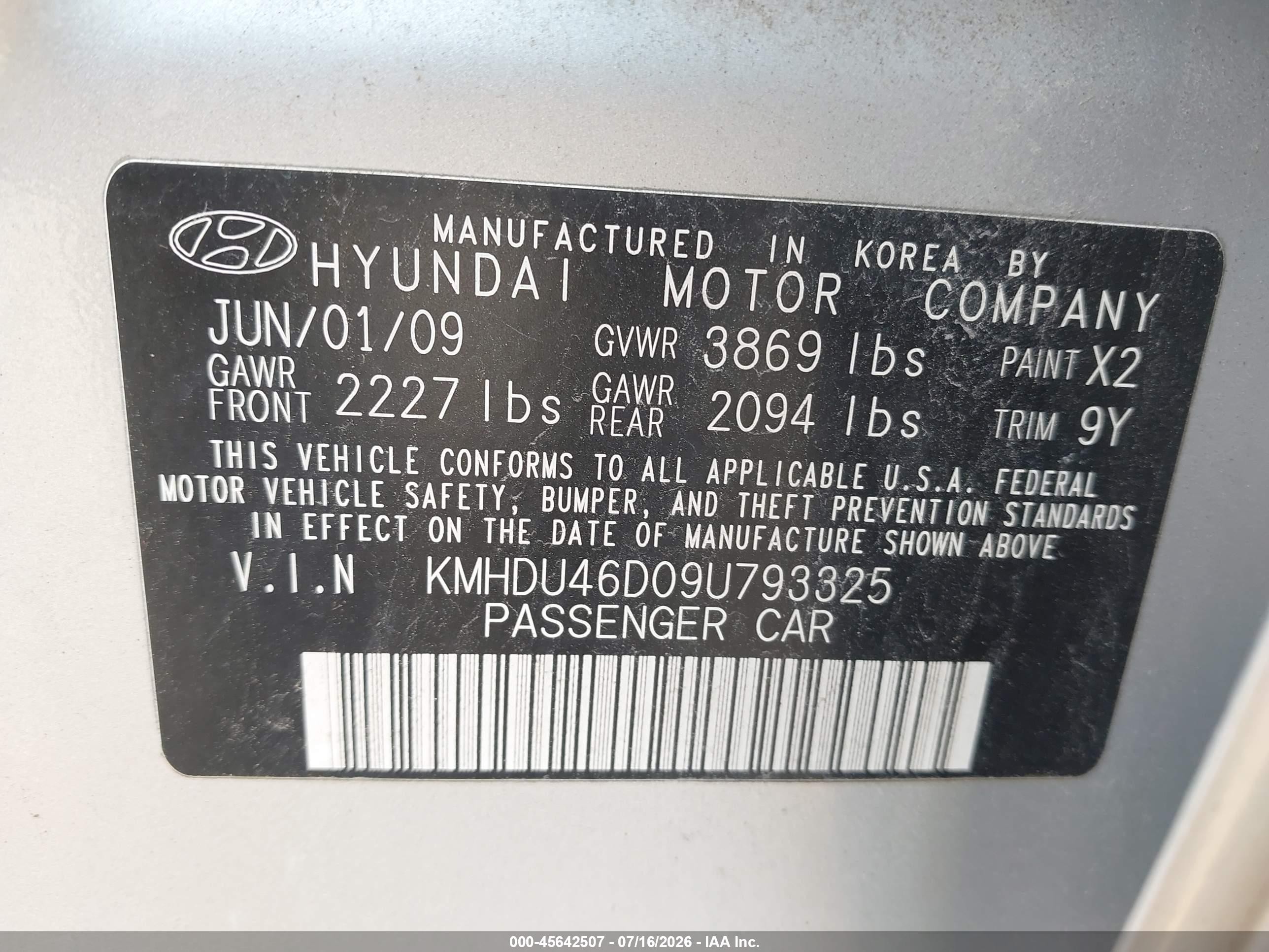 2009 Hyundai Elantra Gls Серебряный vin: KMHDU46D09U793325