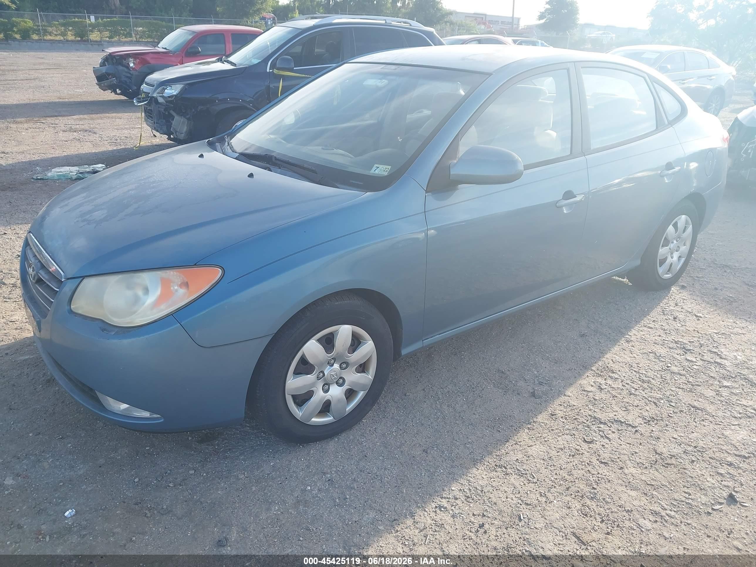 2007 Hyundai Elantra Gls/ltd/se Light Blue vin: KMHDU46D17U260249