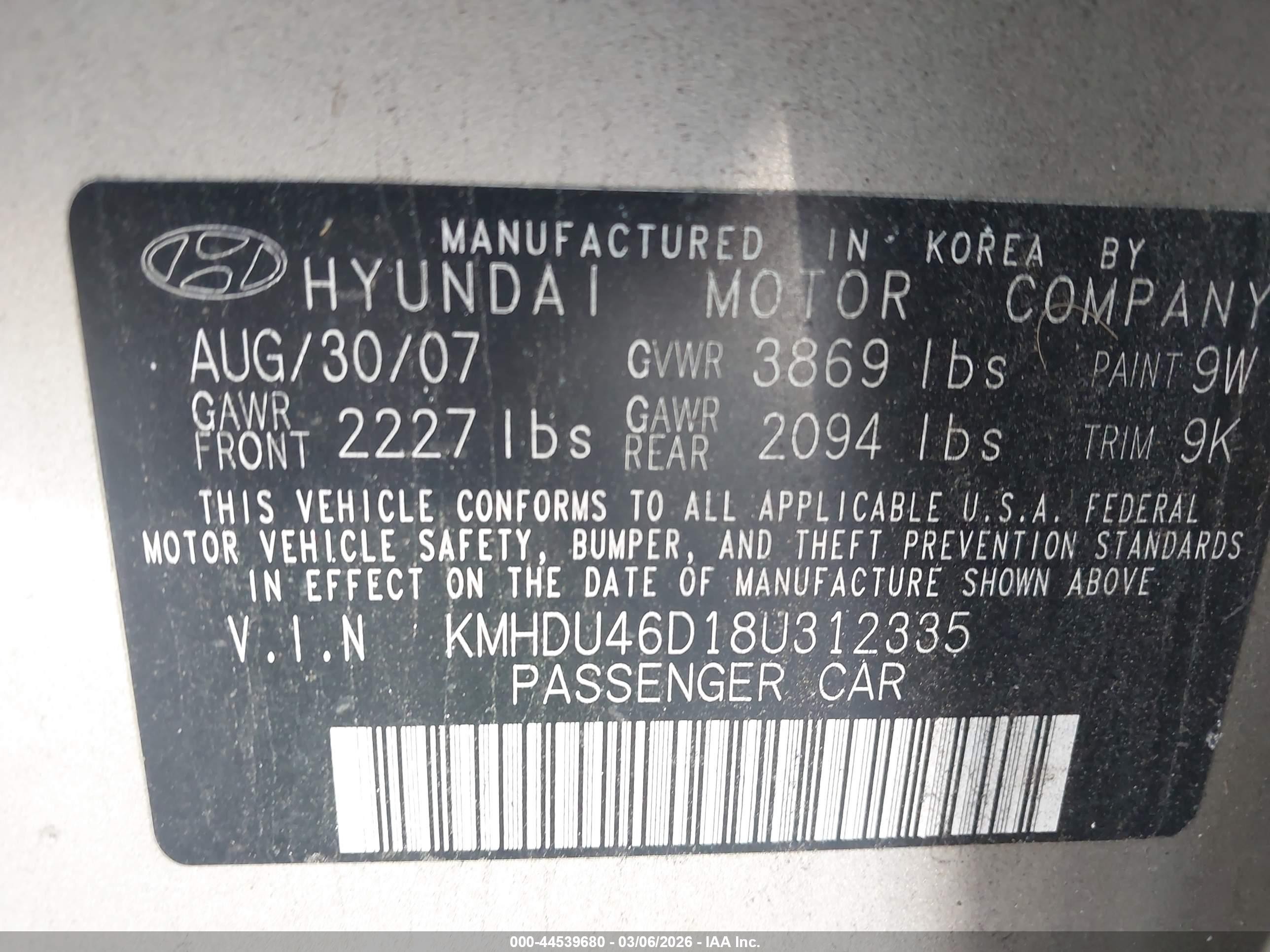 2008 Hyundai Elantra Gls/se Gold vin: KMHDU46D18U312335