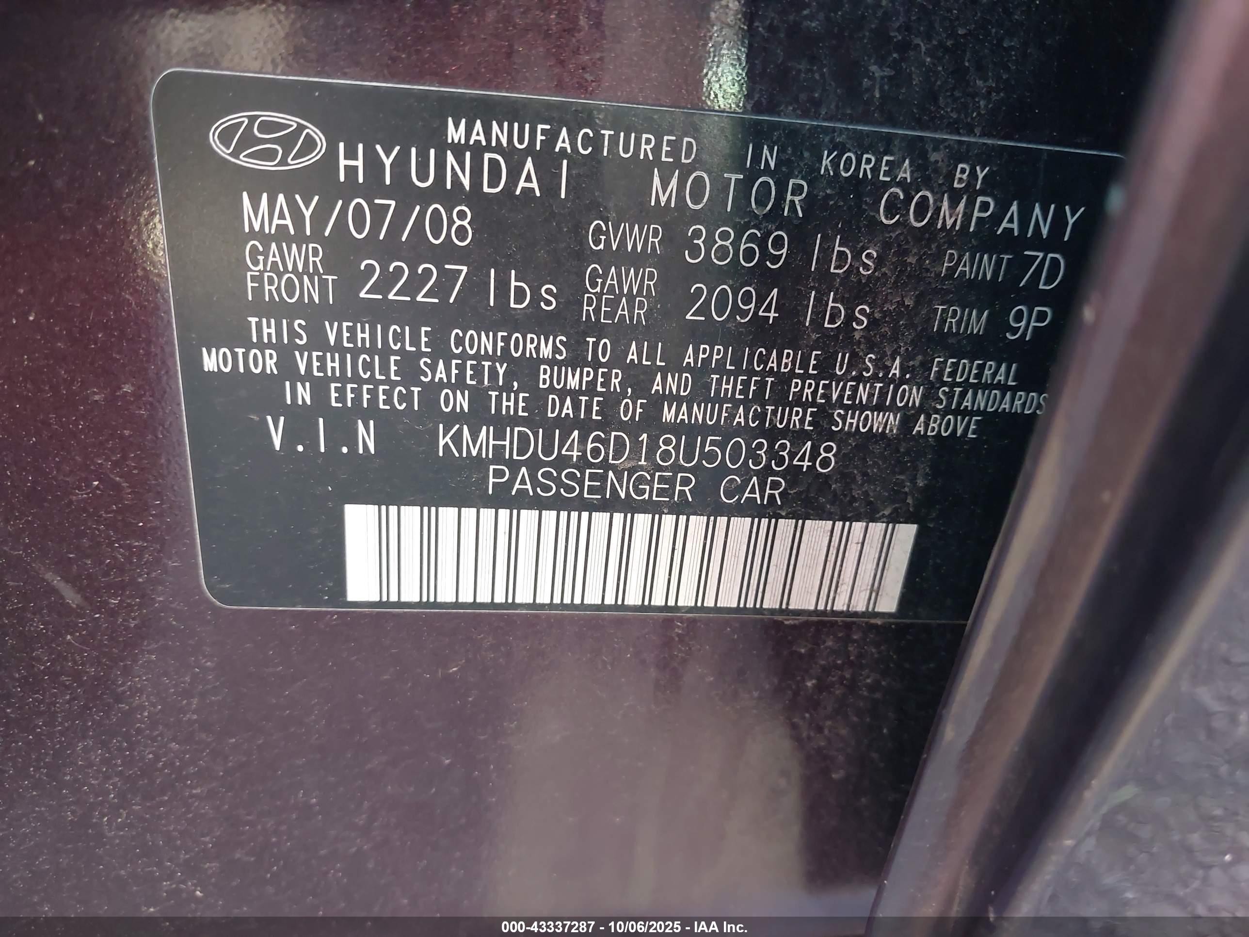 2008 Hyundai Elantra Gls/se Maroon vin: KMHDU46D18U503348