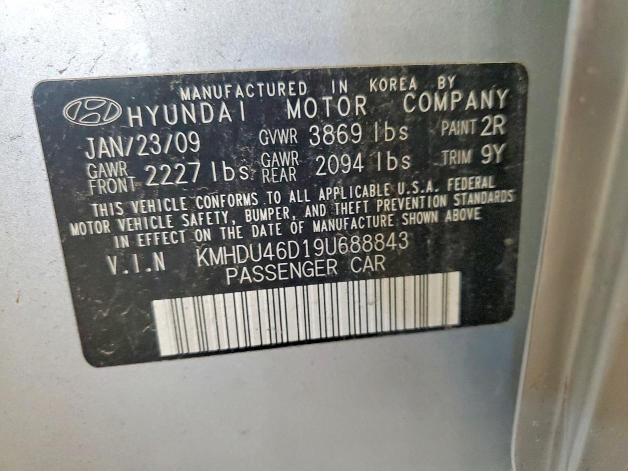2009 Hyundai Elantra Gls Silver vin: KMHDU46D19U688843