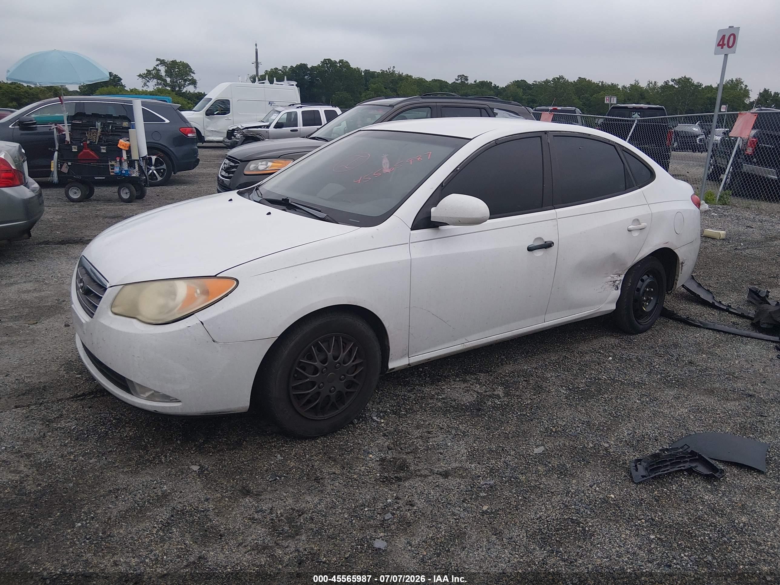 2007 Hyundai Elantra Gls/ltd/se White vin: KMHDU46D27U149564