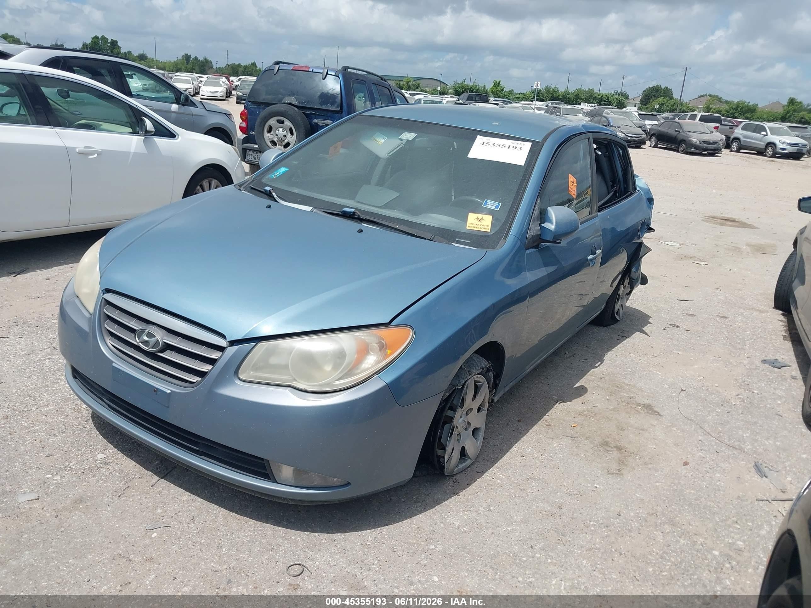 2007 Hyundai Elantra Gls/limited/ltd/se Light Blue vin: KMHDU46D27U237403
