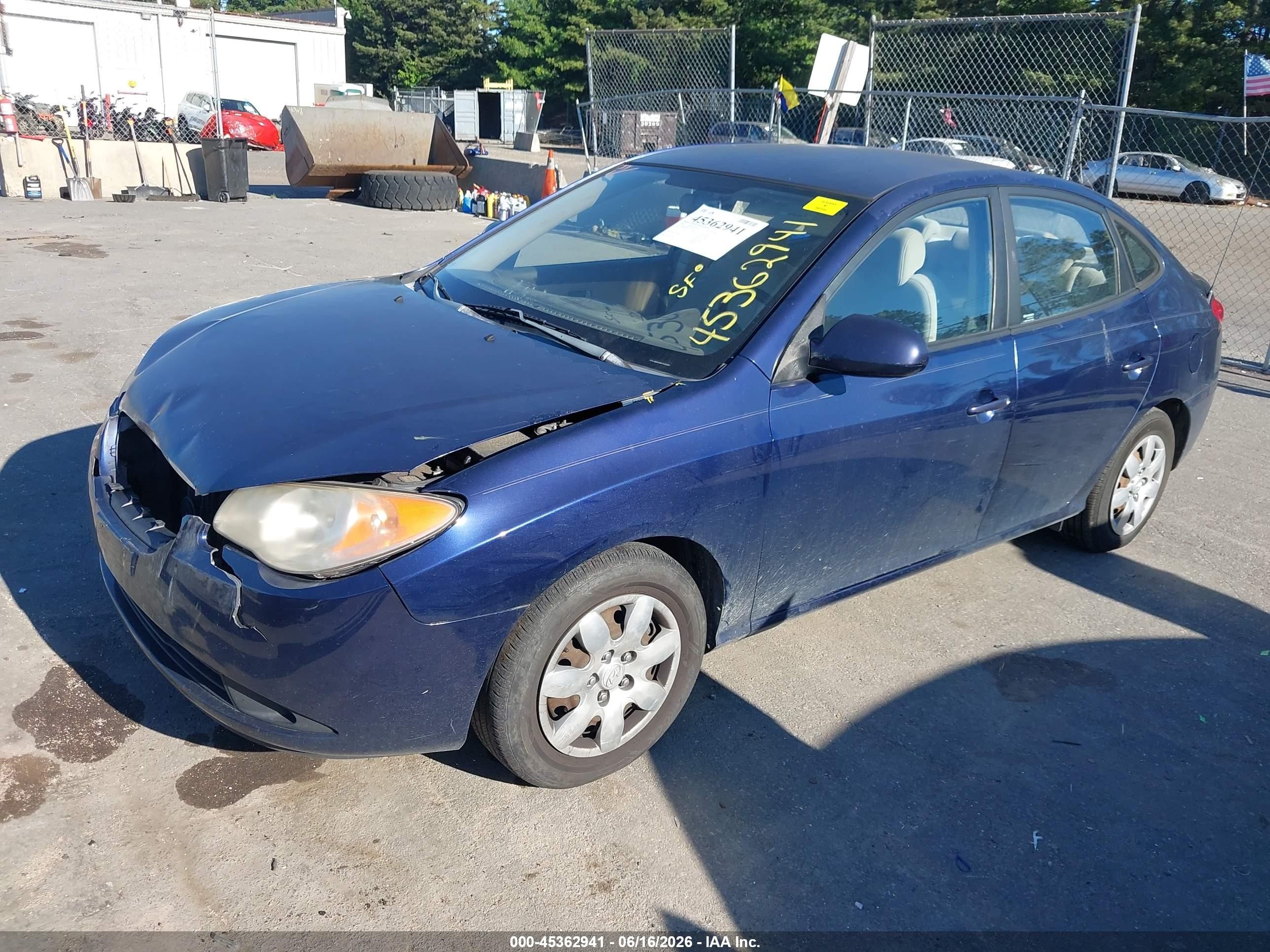 2007 Hyundai Elantra Gls/limited/ltd/se Blue vin: KMHDU46D27U253973