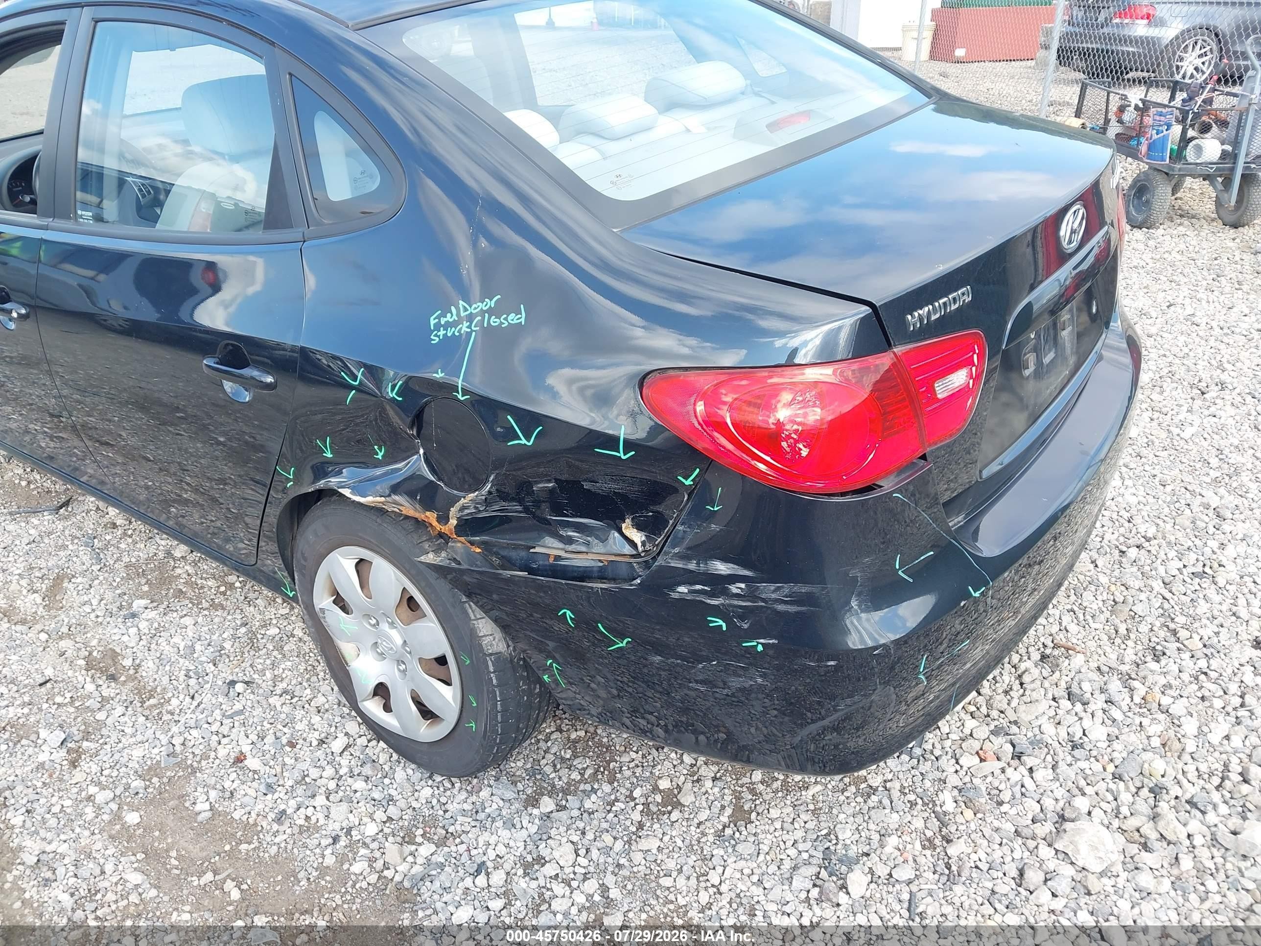 2008 Hyundai Elantra Gls/se Black vin: KMHDU46D28U500233