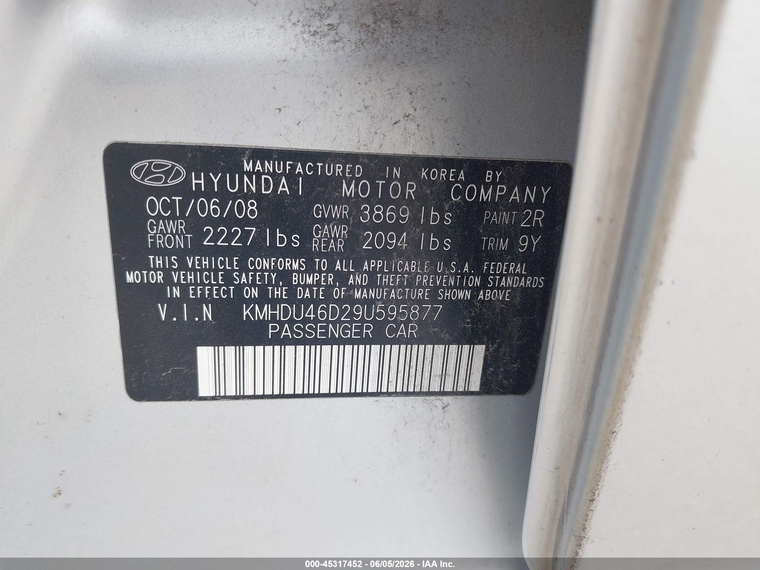 2009 Hyundai Elantra Se Silver vin: KMHDU46D29U595877