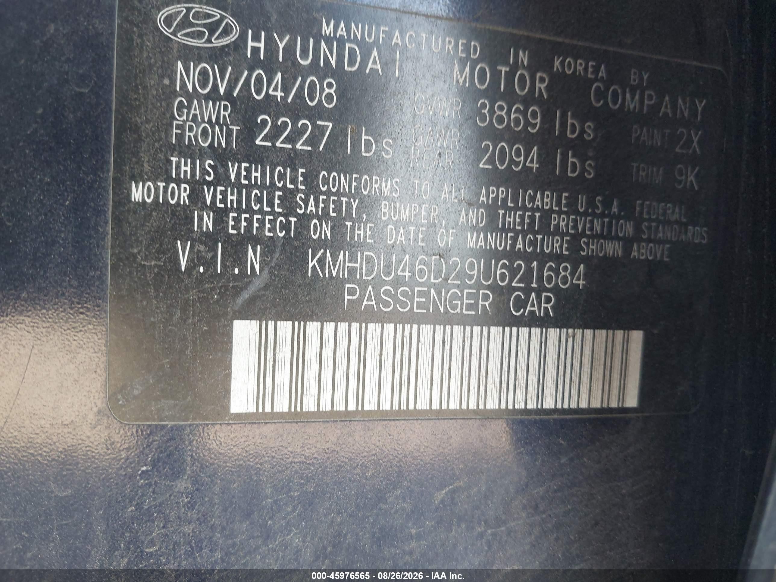 2009 Hyundai Elantra Gls/se Синий vin: KMHDU46D29U621684