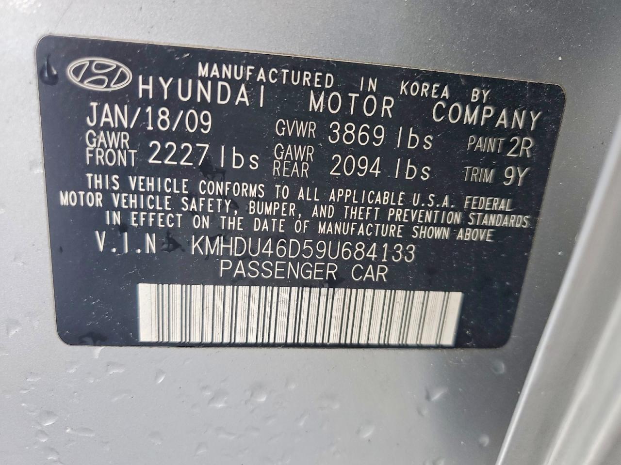 2009 Hyundai Elantra Gls Silver vin: KMHDU46D59U684133