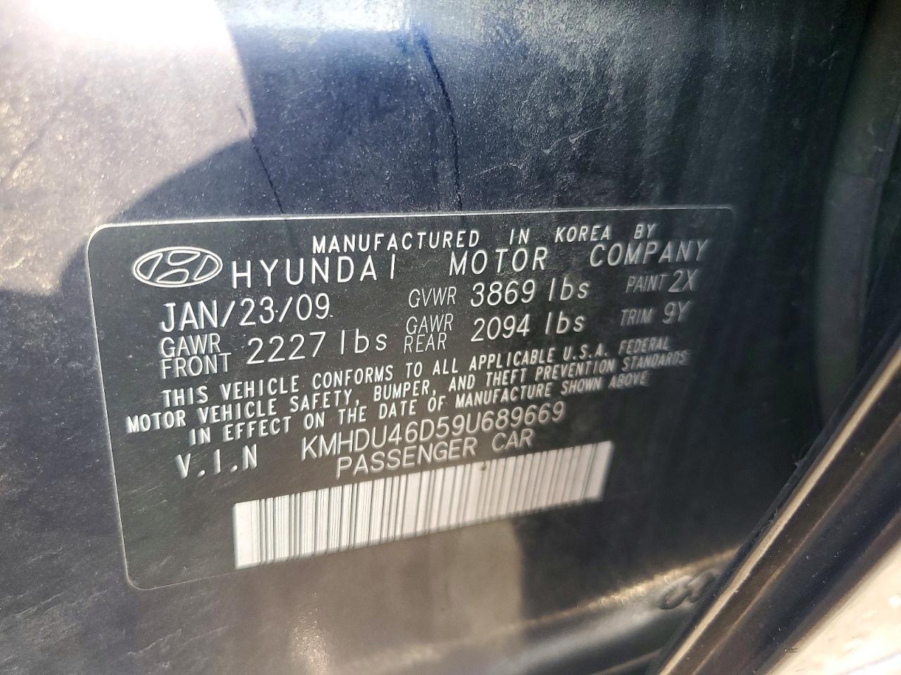 2010 Hyundai Elantra Gls Blue vin: KMHDU46D59U689669
