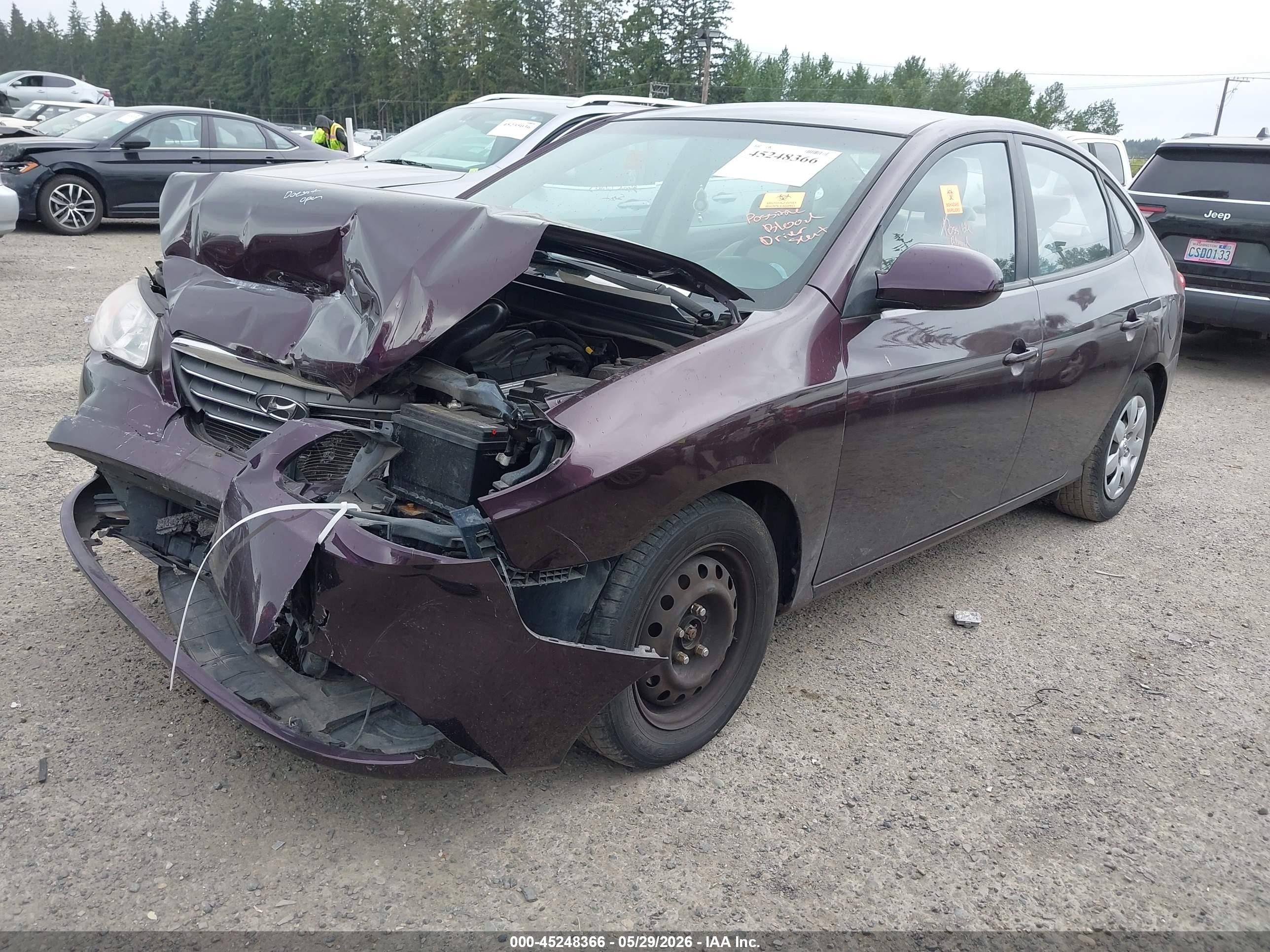 2007 Hyundai Elantra Gls/limited/se Purple vin: KMHDU46D67U214738