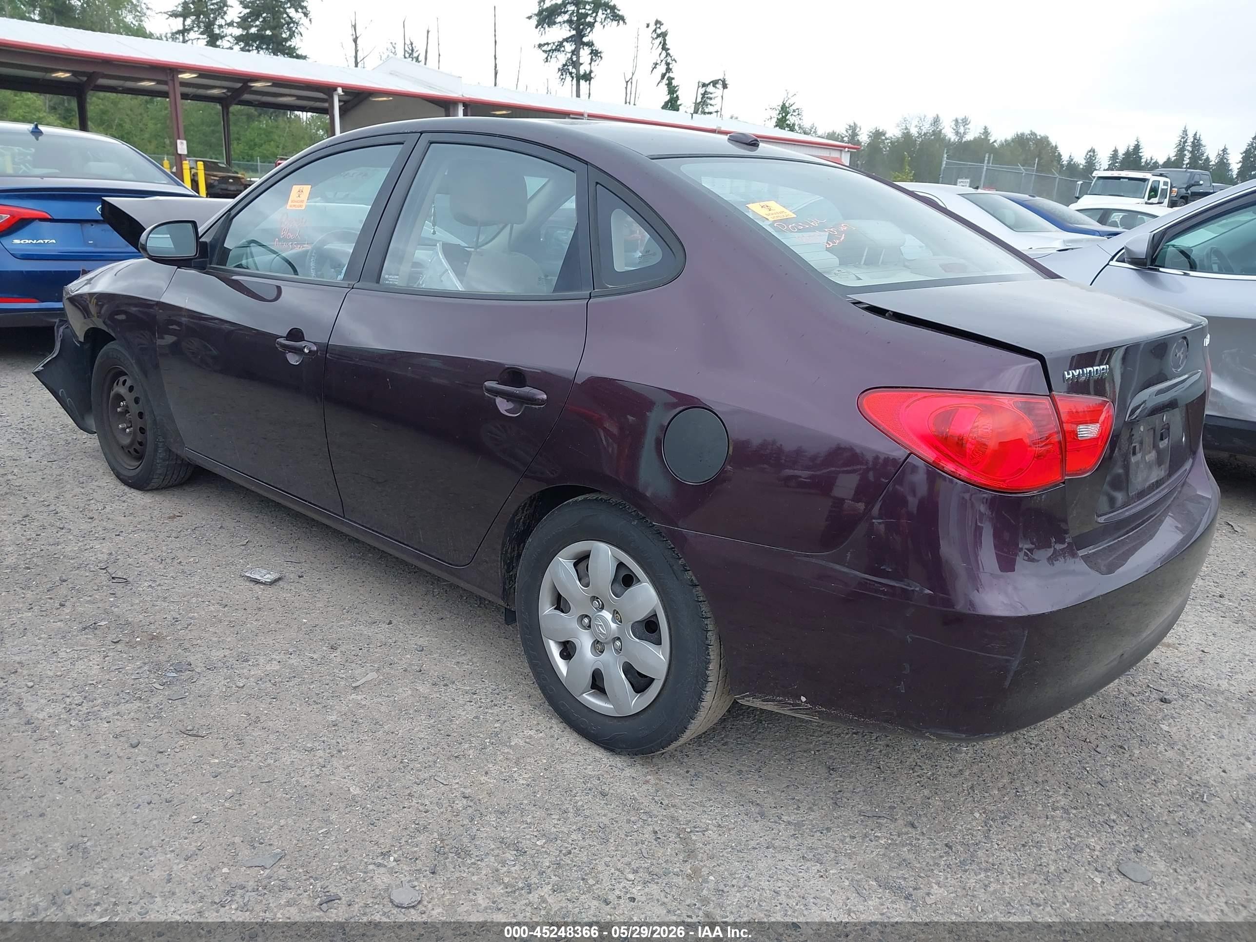 2007 Hyundai Elantra Gls/limited/se Purple vin: KMHDU46D67U214738