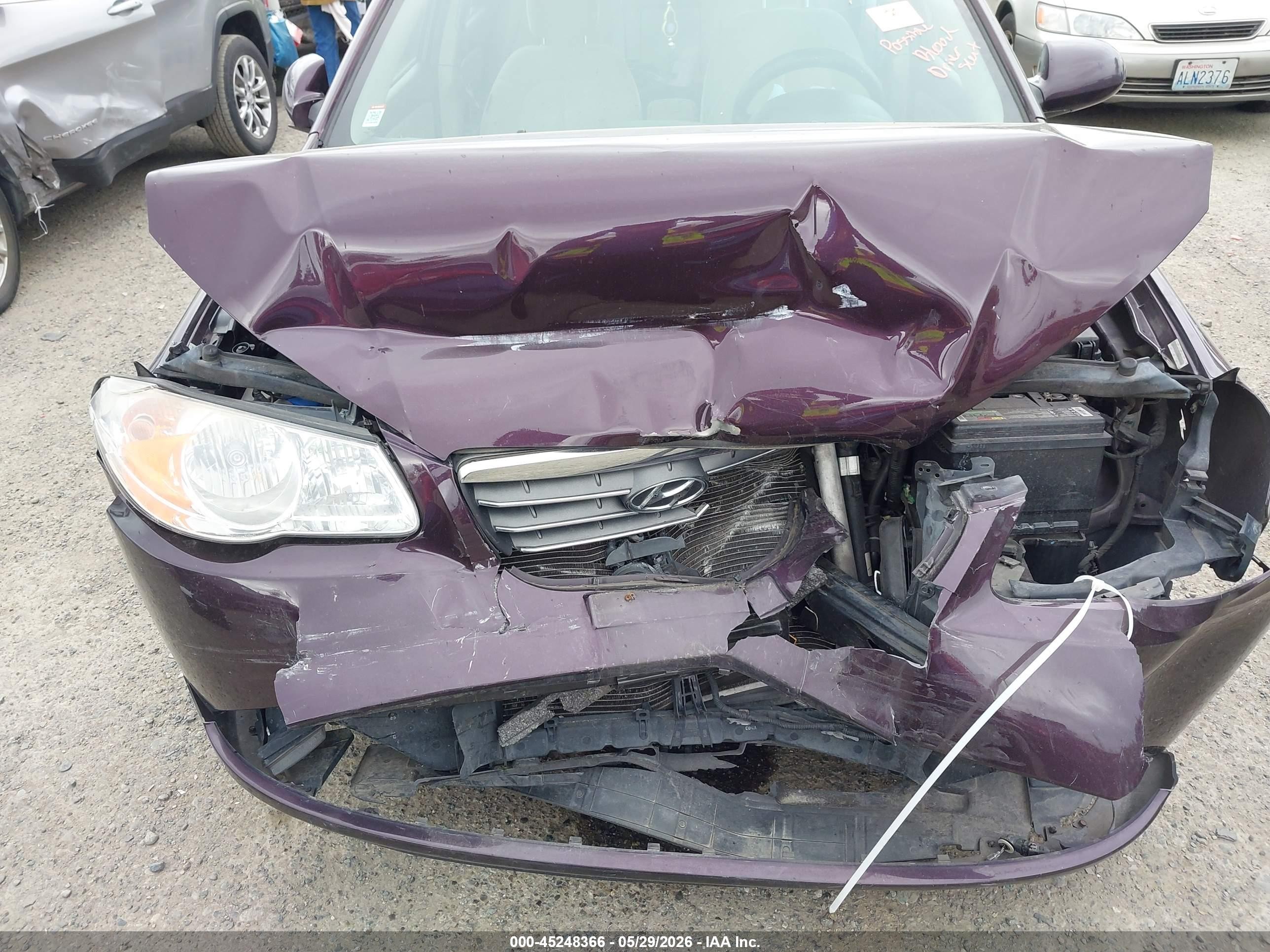 2007 Hyundai Elantra Gls/limited/se Purple vin: KMHDU46D67U214738