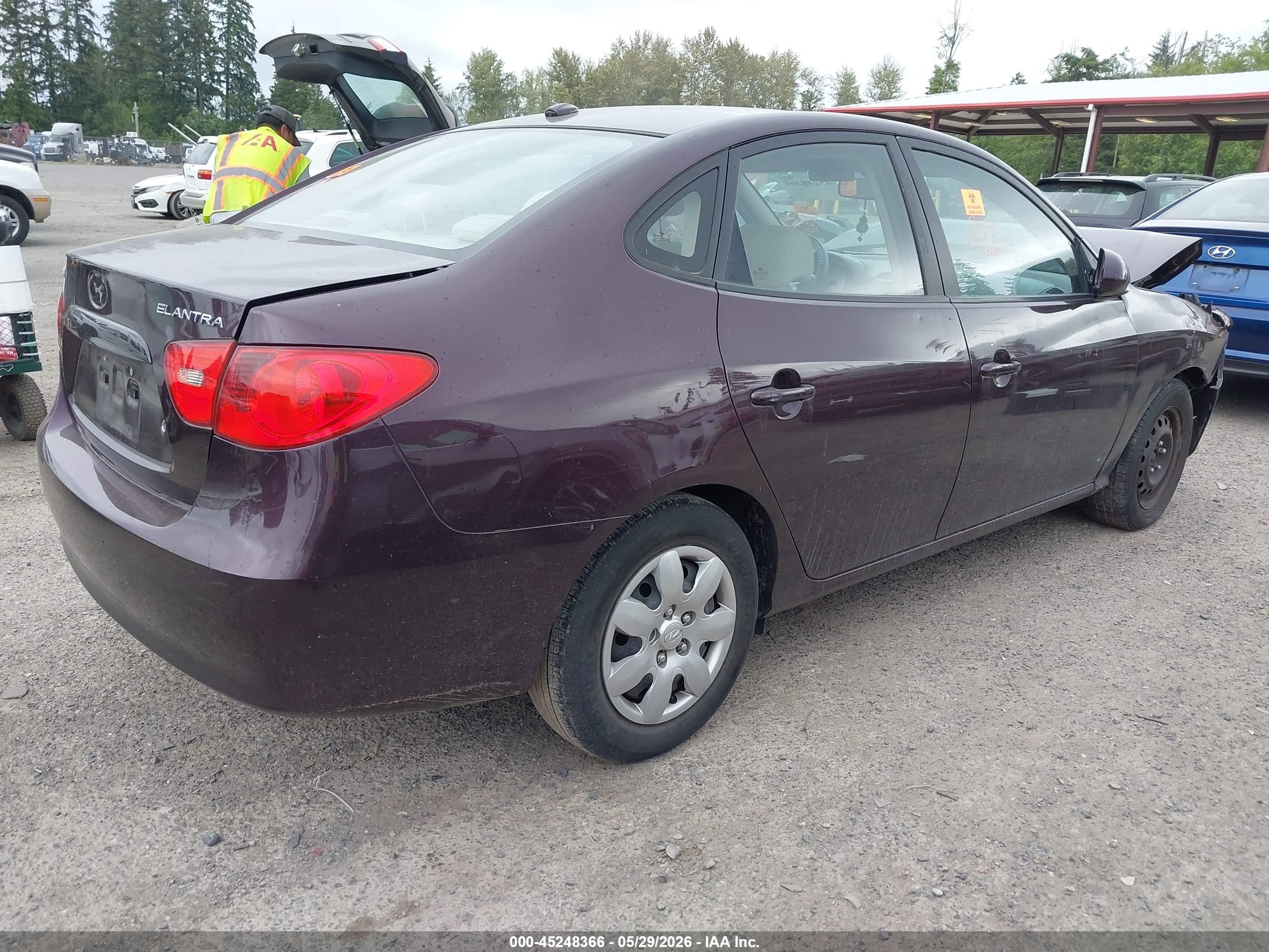 2007 Hyundai Elantra Gls/limited/se Purple vin: KMHDU46D67U214738