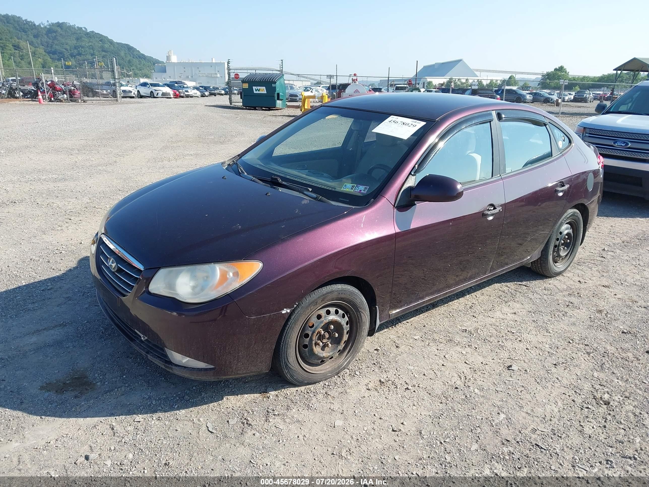 2008 Hyundai Elantra Gls/se Purple vin: KMHDU46D68U510487