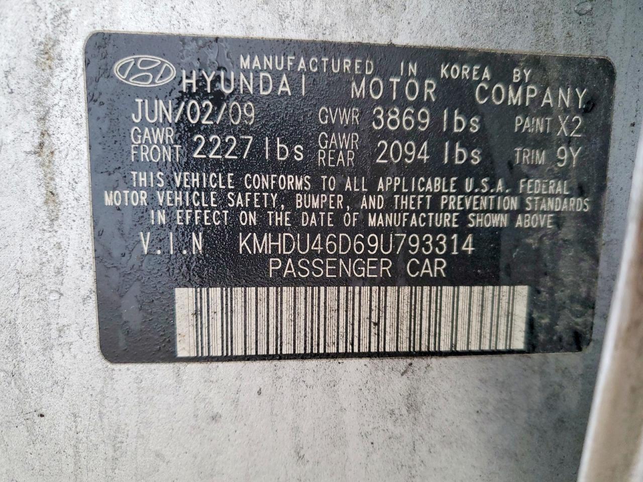 2009 Hyundai Elantra Gls Silver vin: KMHDU46D69U793314